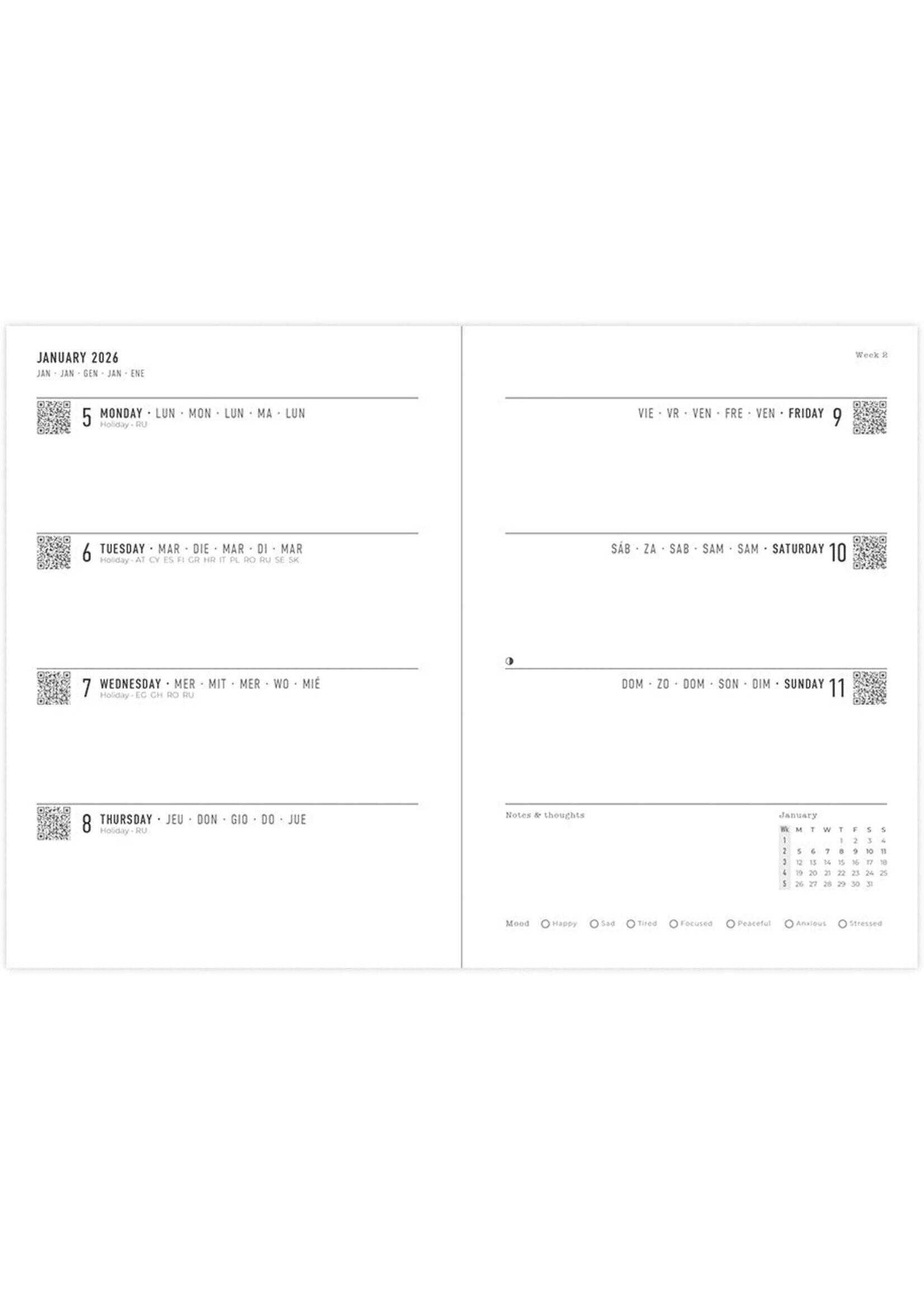 Letts of London Agenda 2026 Gradient A6 Week/pag. Hori Rose