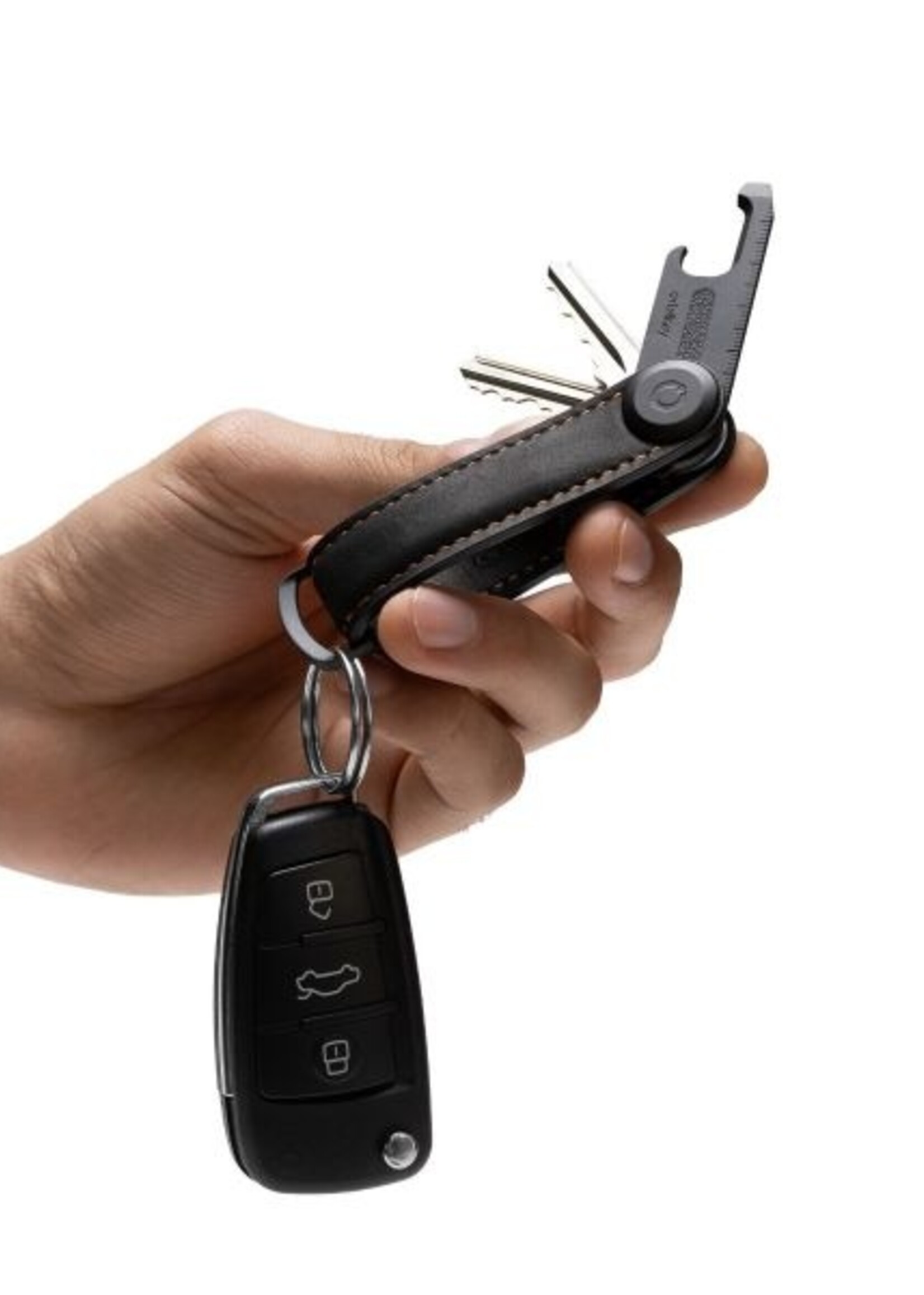 Orbitkey Gift Set Crazy Horse Black with Orange Stitching + Multi-tool  V2