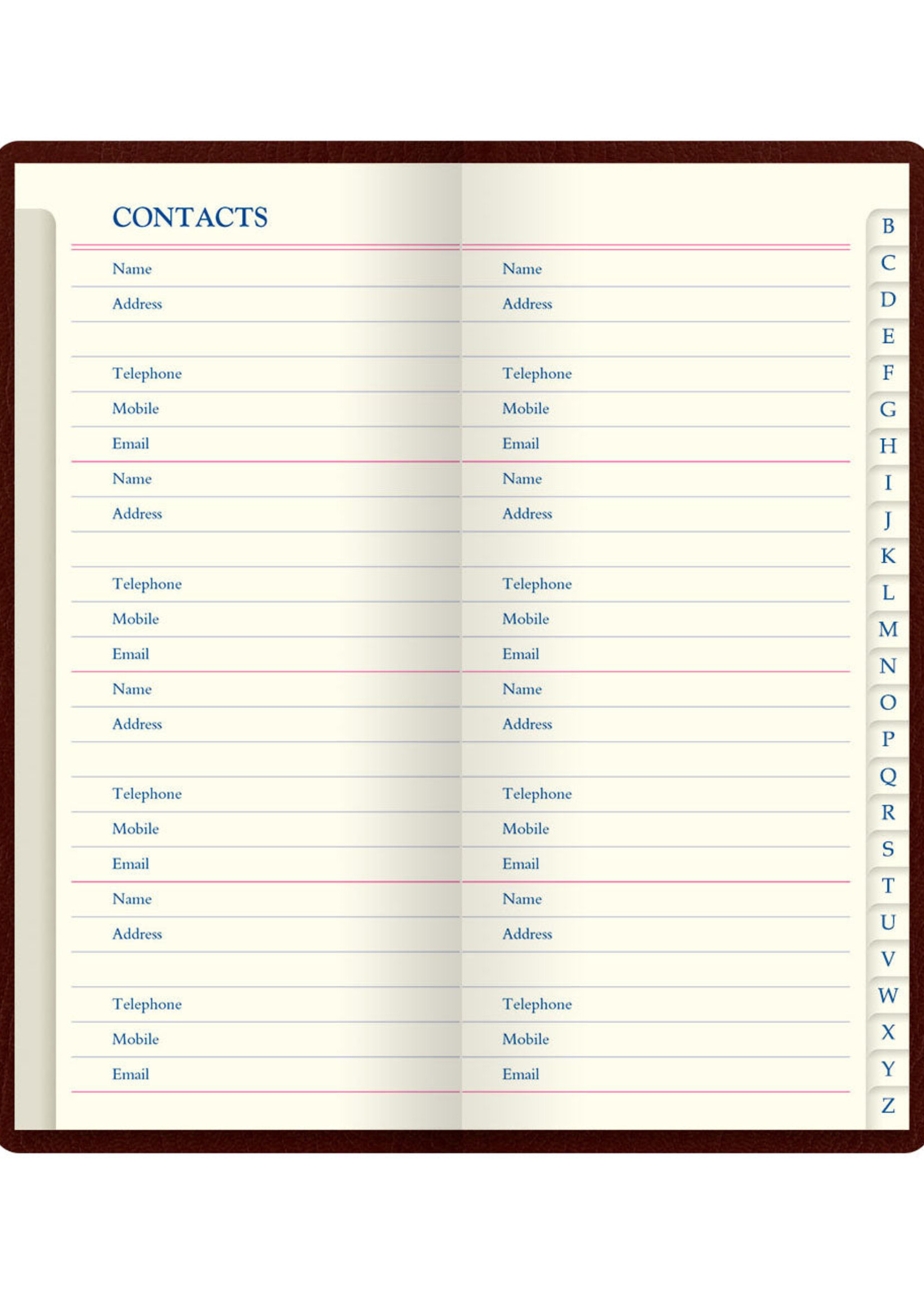 Letts of London Contact A-Z Origins Slim Burgundy