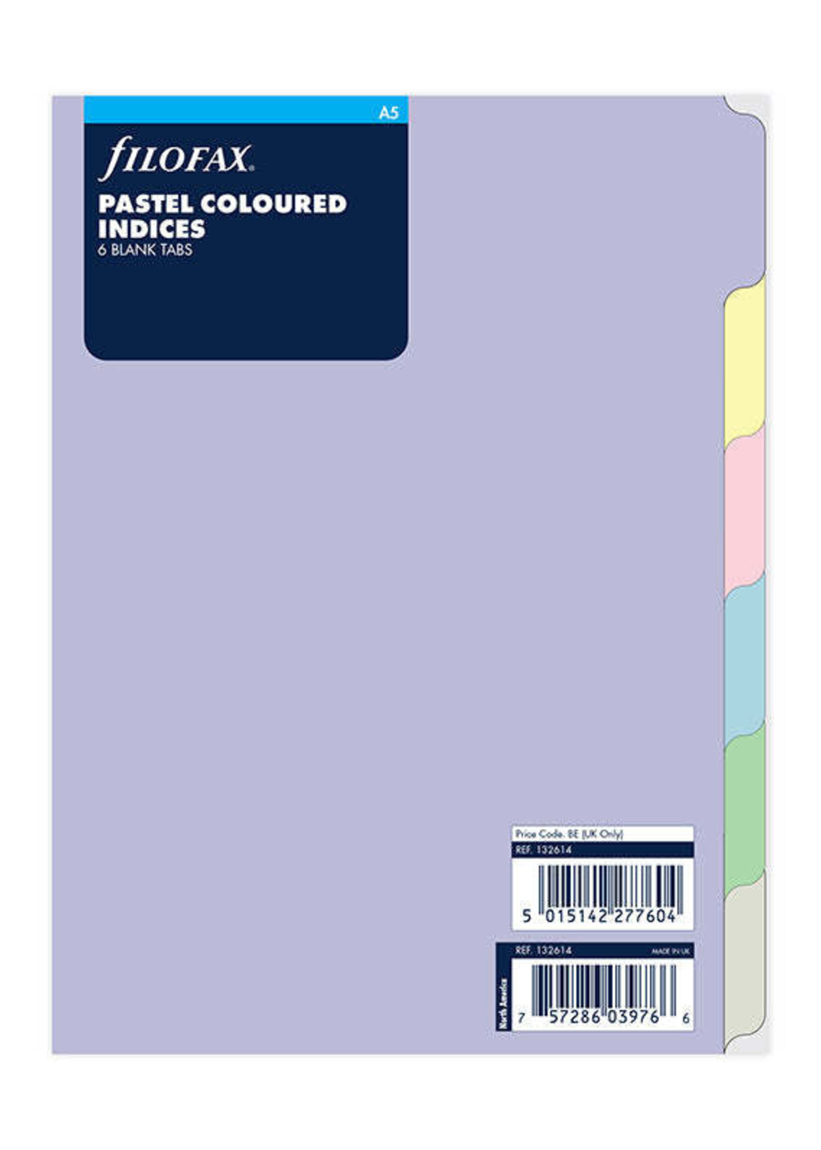 Filofax Organizer Vulling A5 Pastel 6 Blanco Tabs Index