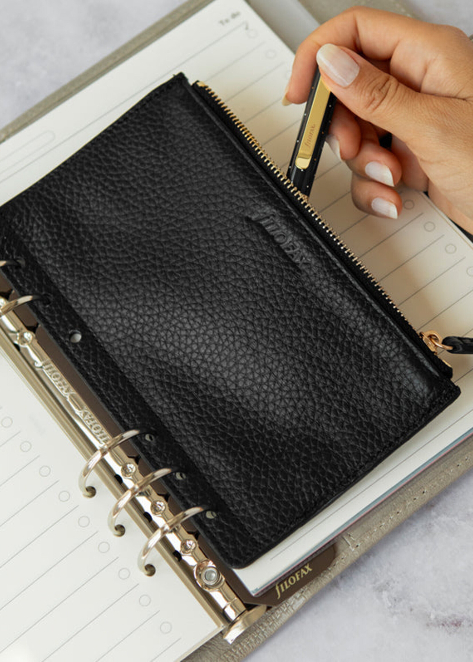 Filofax Organizer Vulling Personal Leather Zipper Black