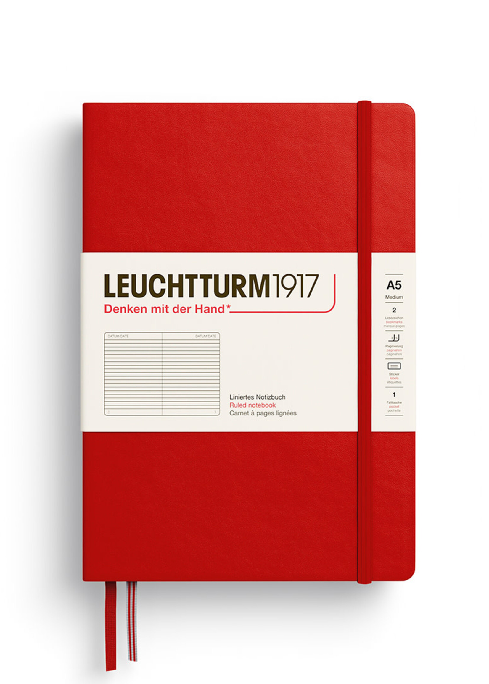 Leuchtturm1917 Notitieboek Medium A5 Hard Cover Cherry Gelijnd