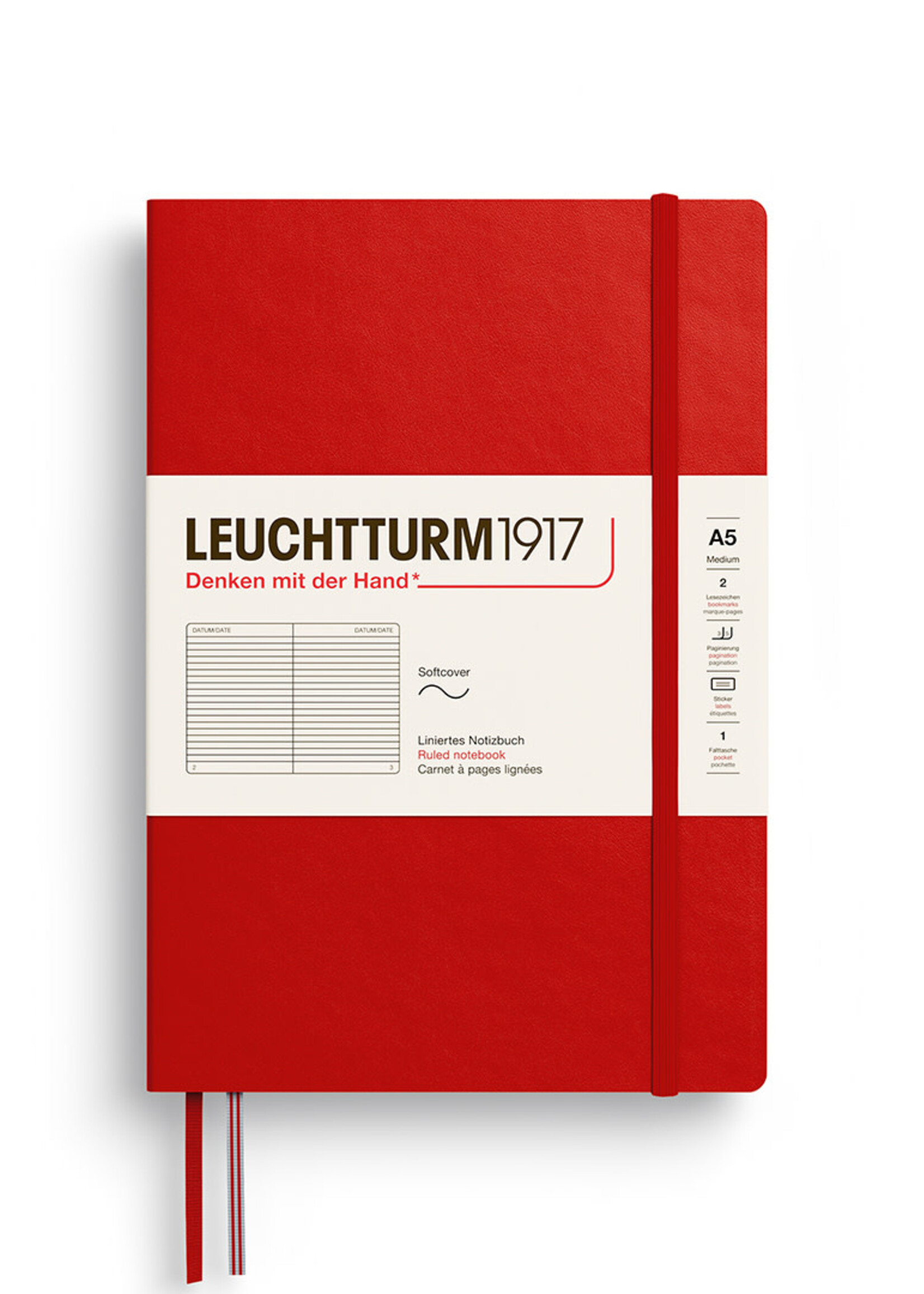 Leuchtturm1917 Notitieboek Medium A5 Soft Cover Cherry Gelijnd
