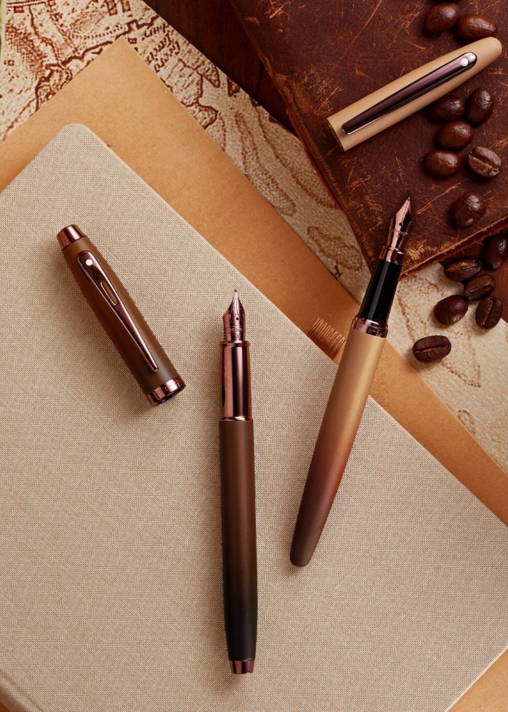 Sheaffer 100 Coffee Edition Giftset Matt Brown Balpen & Notebook