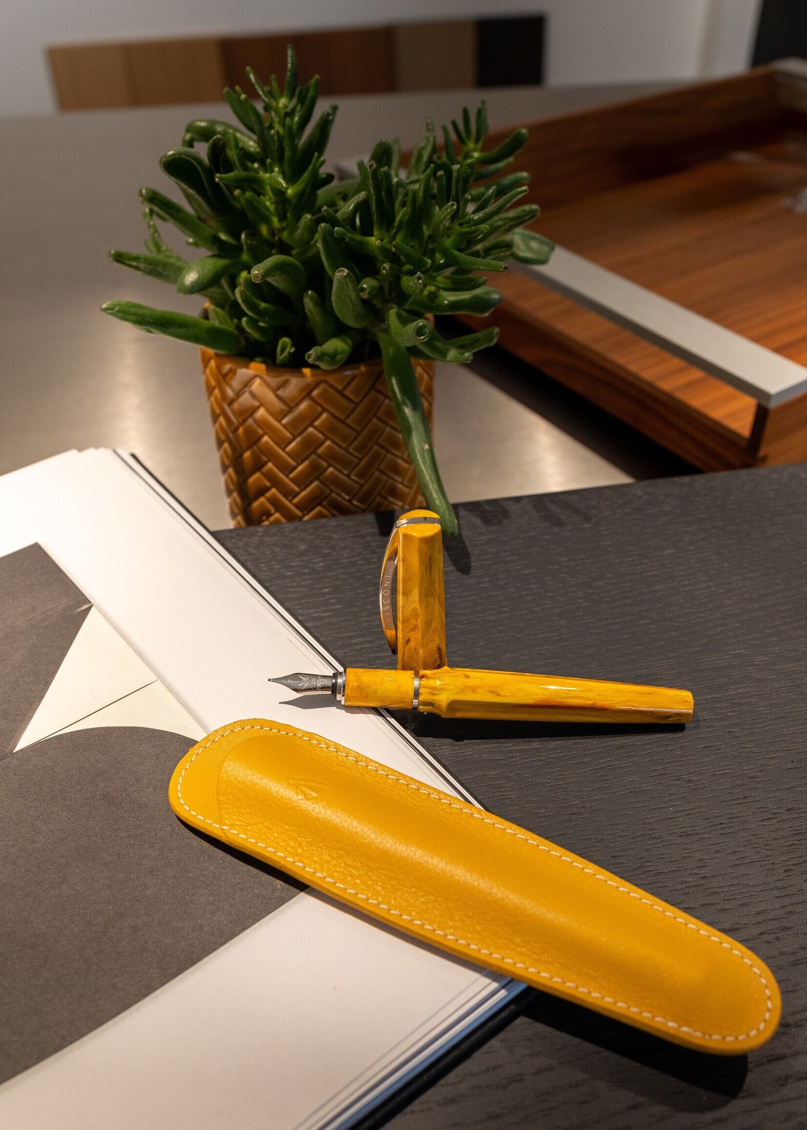 Récife Smal Pen Sleeve Riviera Smooth Safran