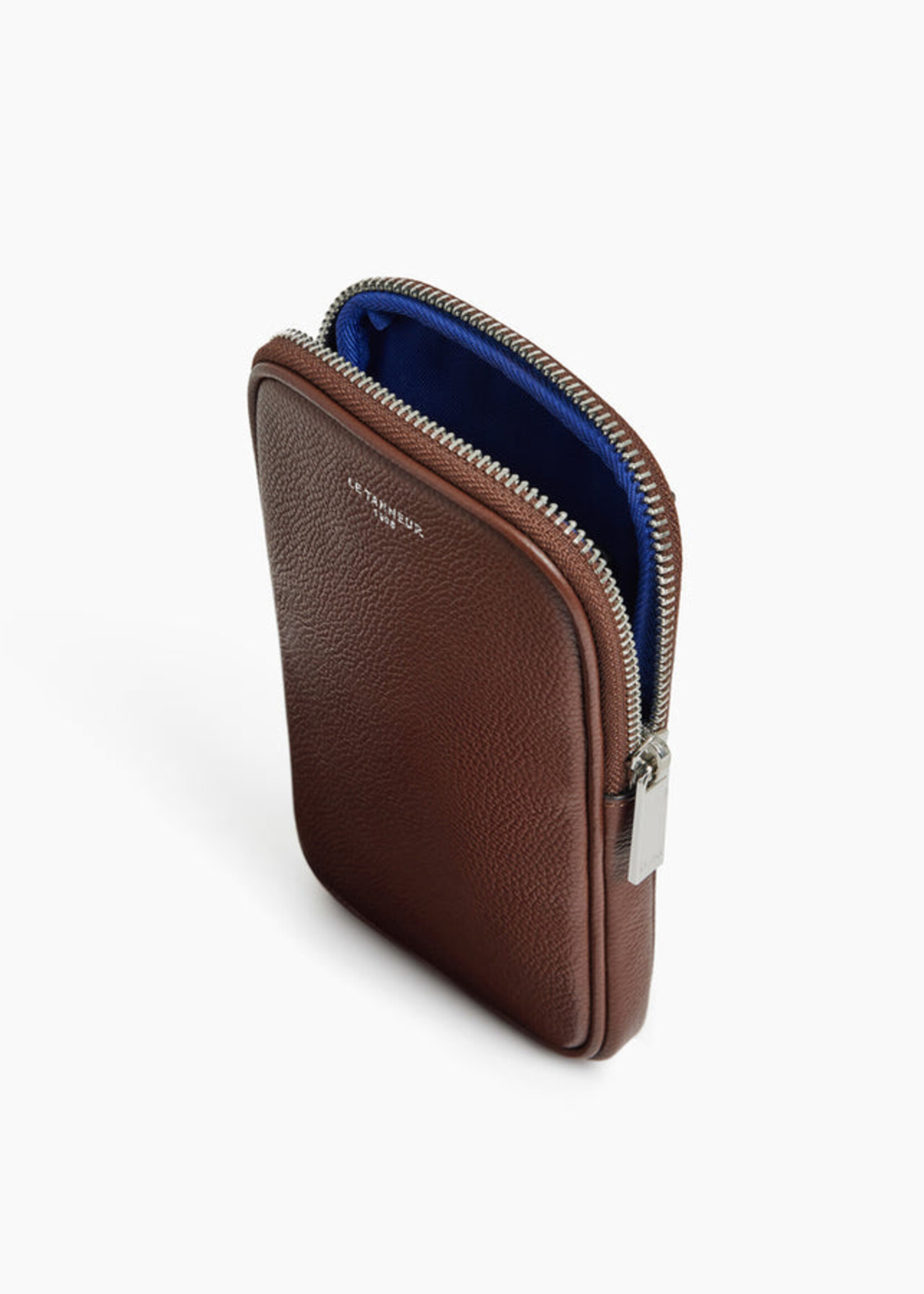 Le Tanneur Crossbody Phone Bag Emile Grain Ebony Brown