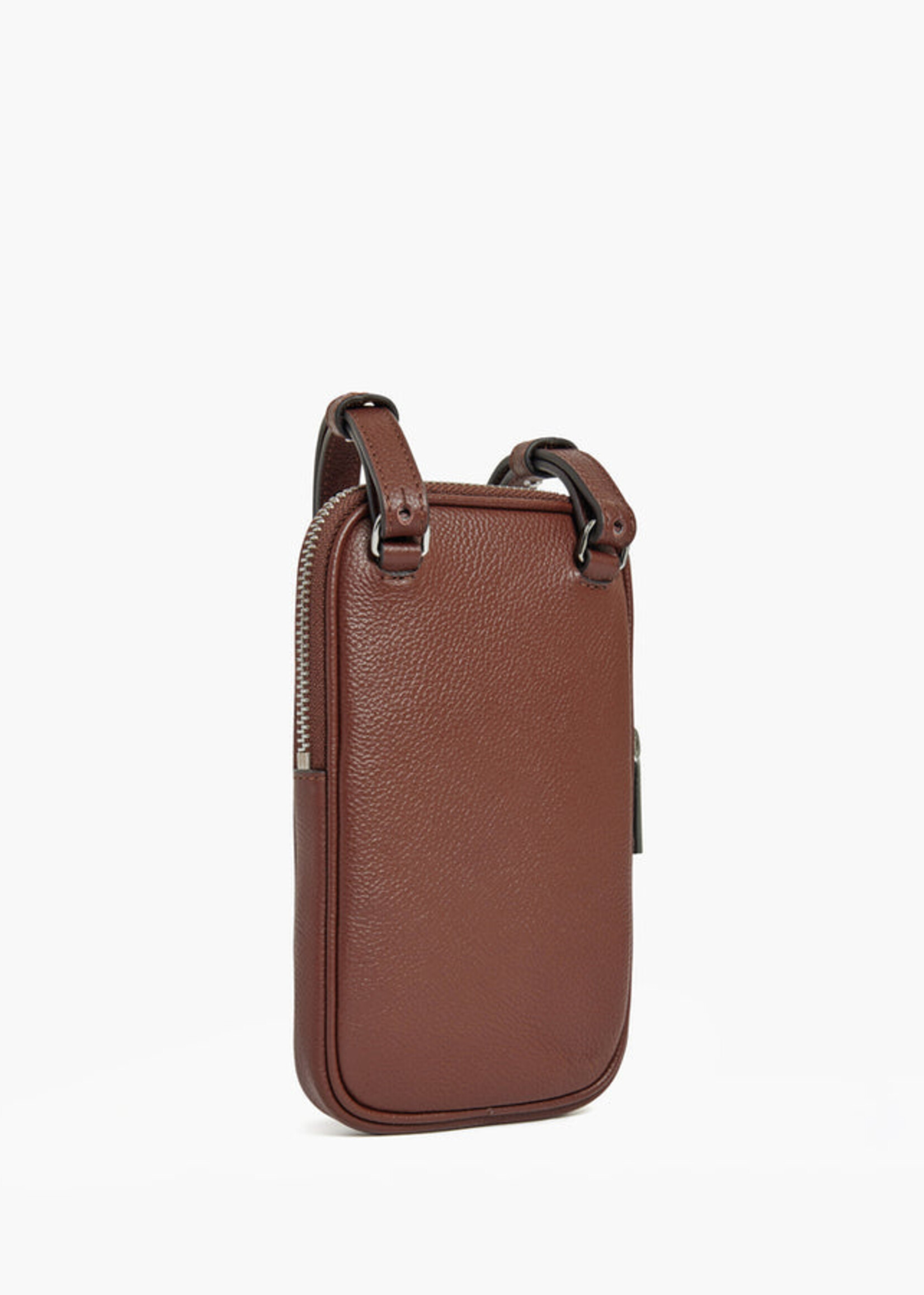 Le Tanneur Crossbody Phone Bag Emile Grain Ebony Brown