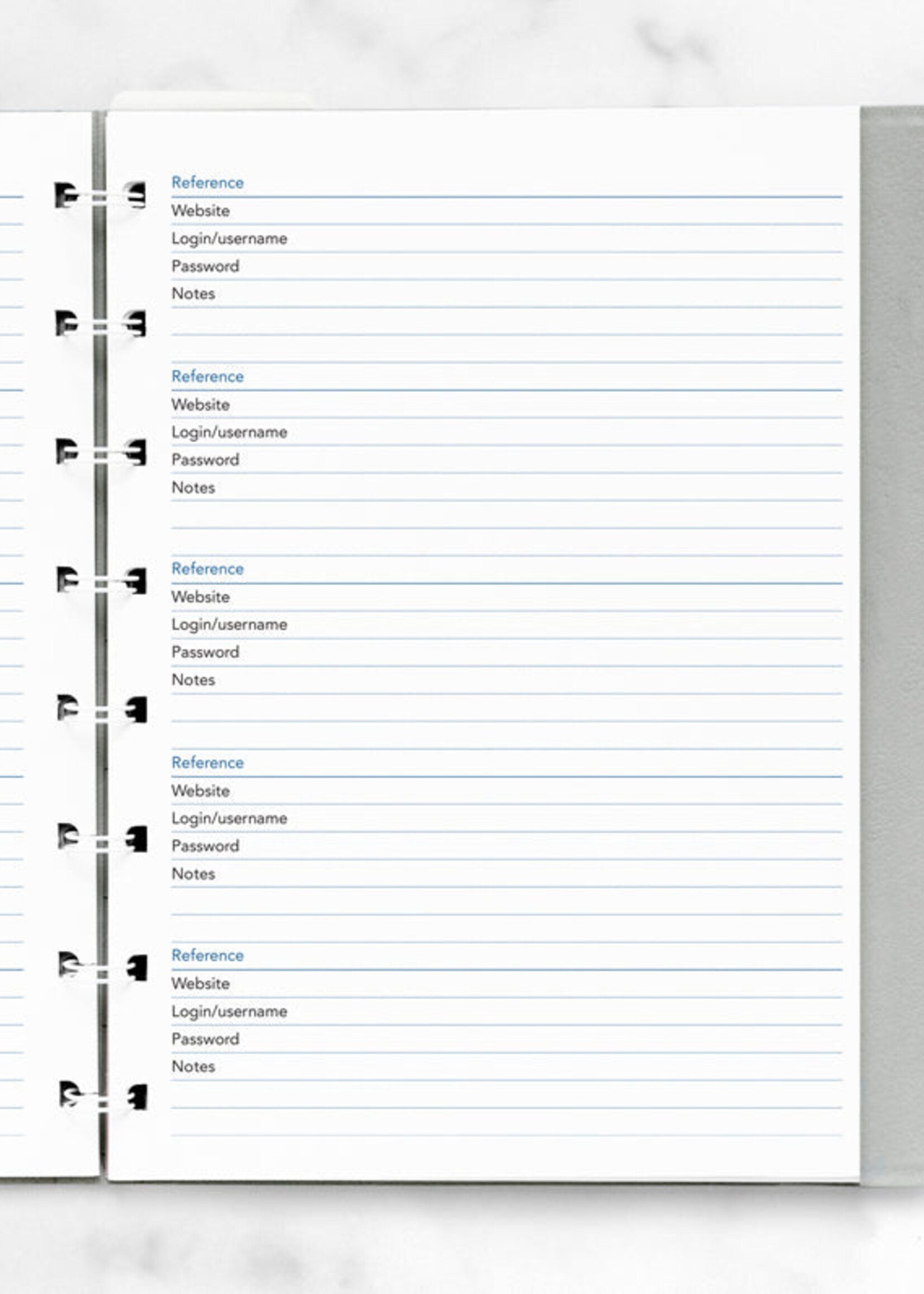 Filofax Notitieboek Vulling A5 Paswoorden Wit