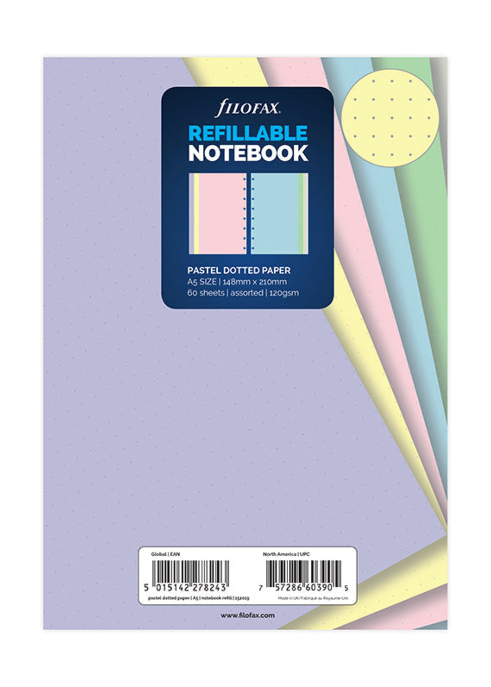 Filofax Notitieboek Vulling A5 Pastel 60vellen Dotted