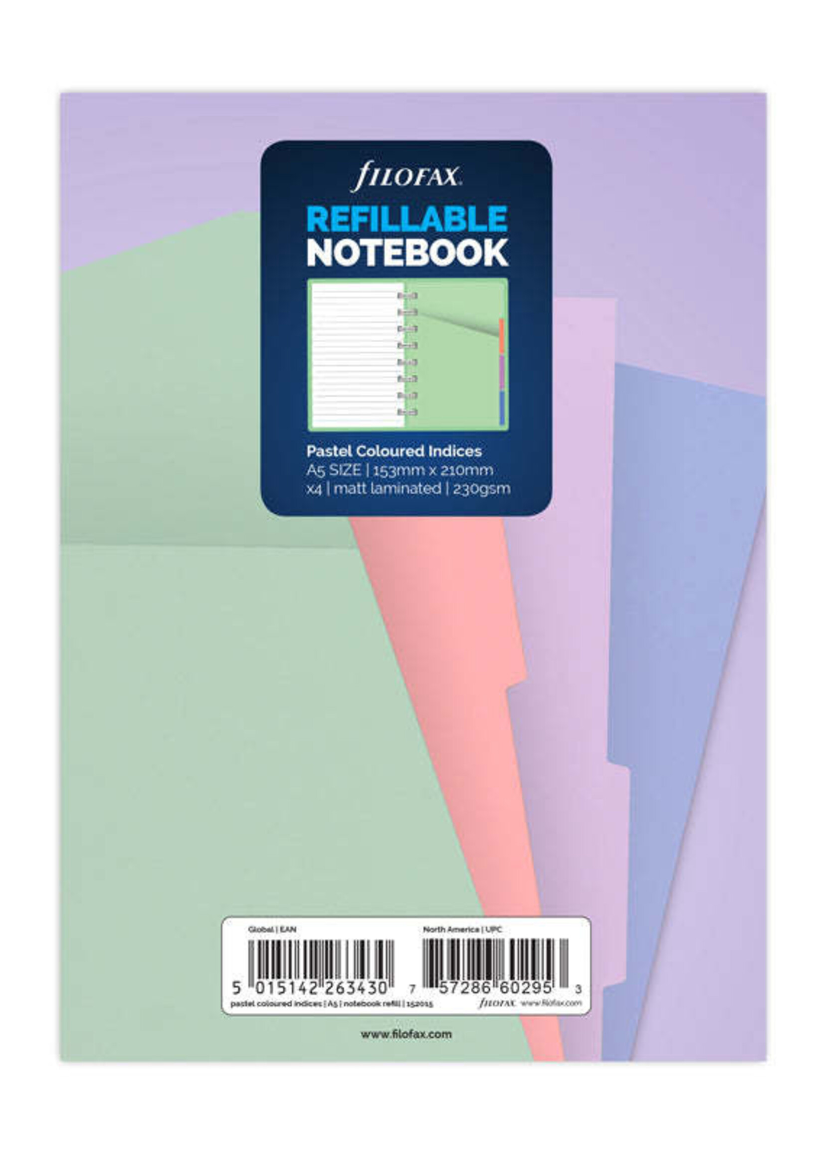 Filofax Notebook A5 Index Tabs Indices Pastel
