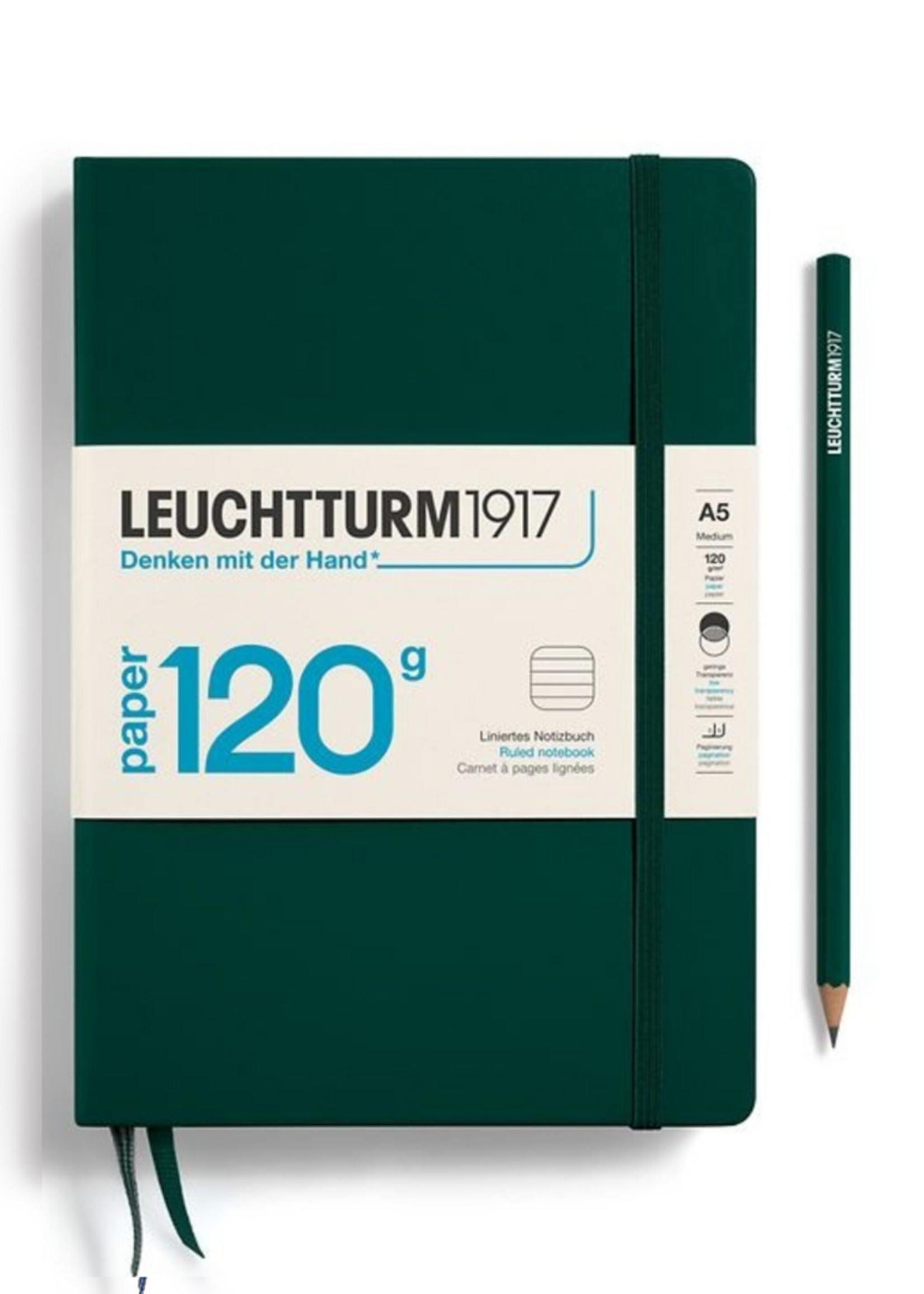 Leuchtturm1917 Notitieboek 120gr. Gelijnd A5 Forest Green