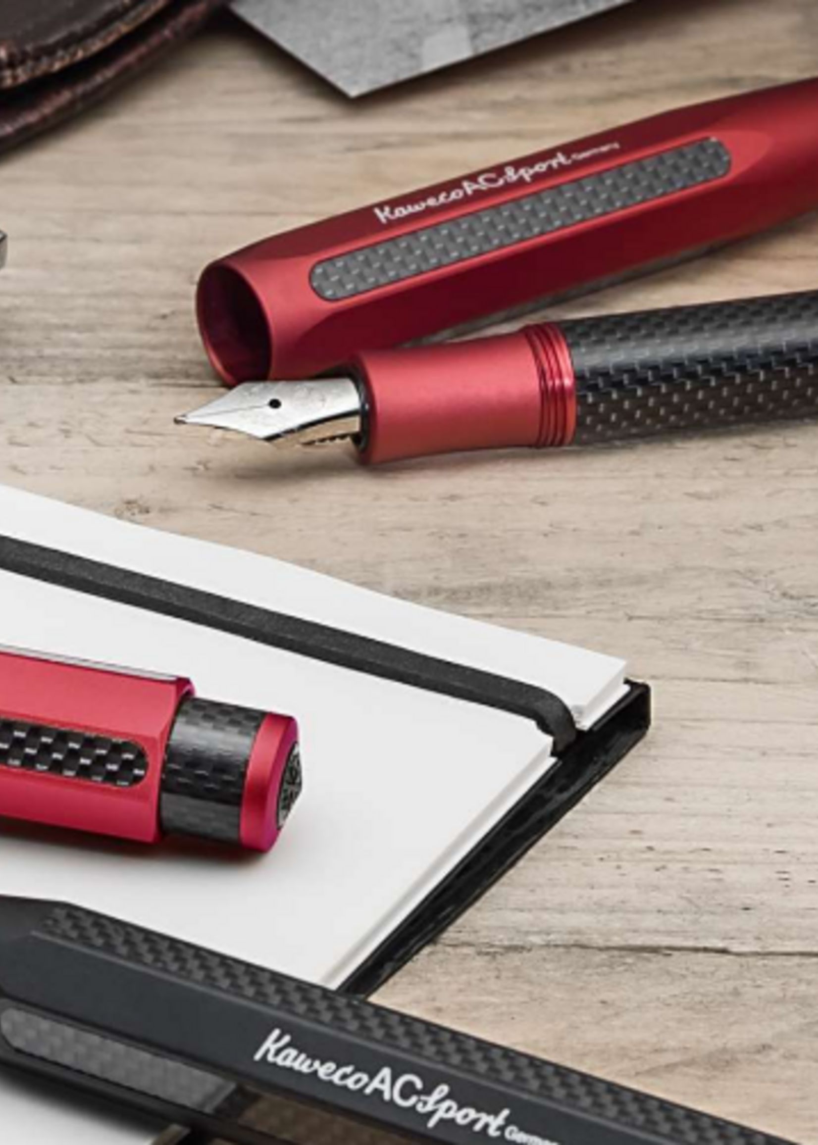 Kaweco Kaweco Sport Carbon Red Vulpen Vulpen F - Fijn