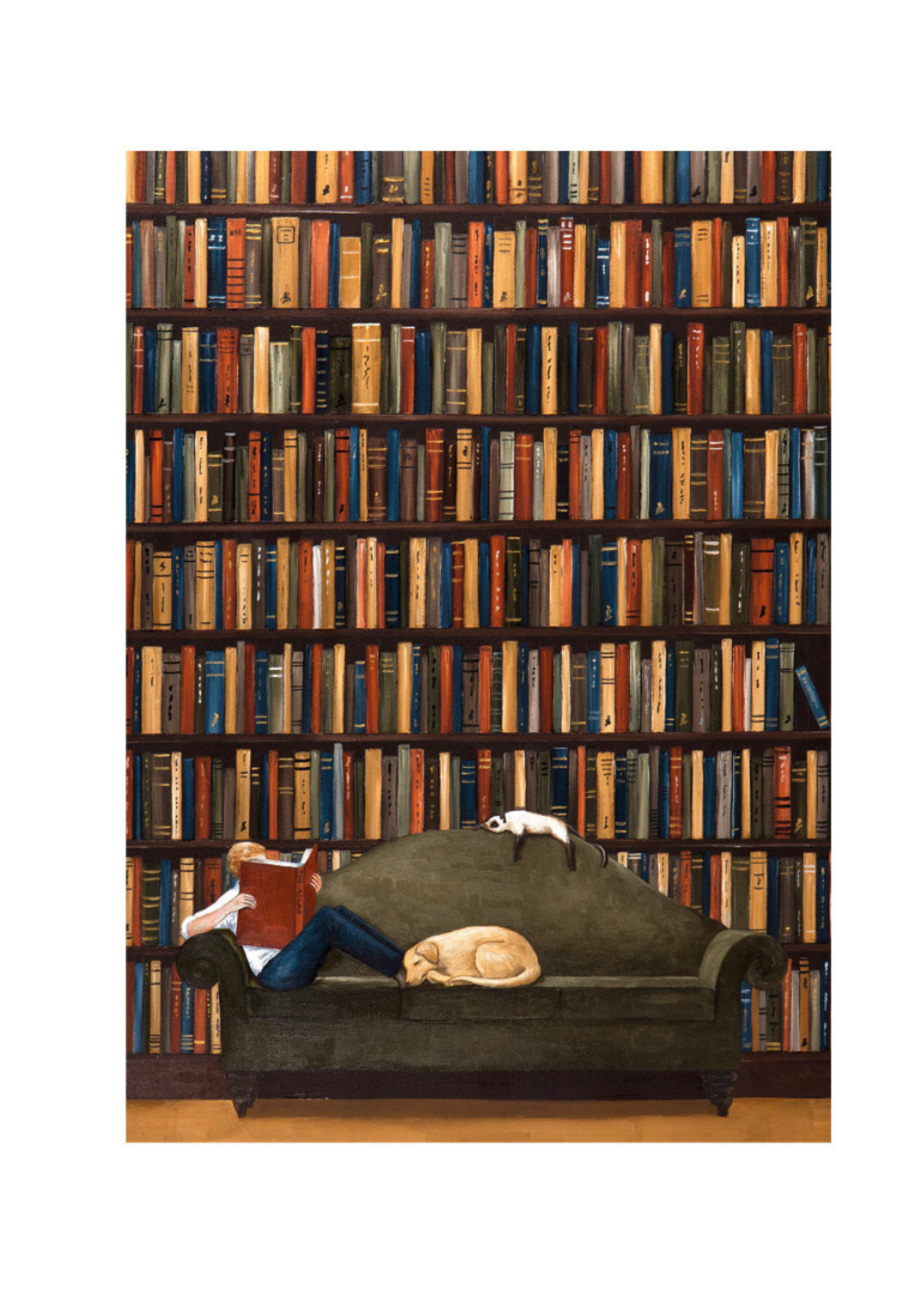 Caspari Wenskaarten verp./8 Art All Season - The Libary