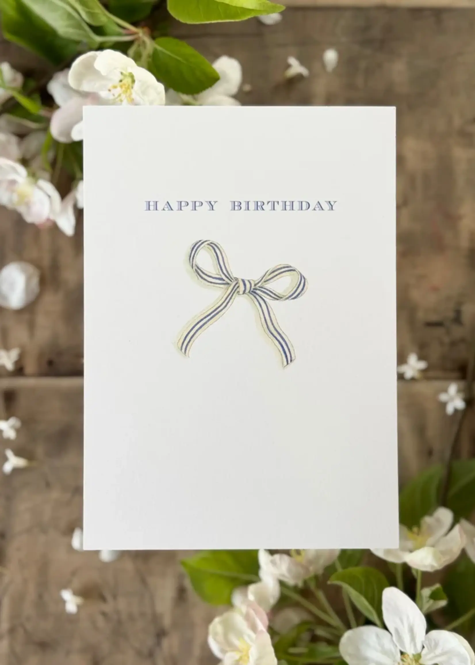 maison tribu Wenskaart Art All Season Happy Birthday Navy Bow