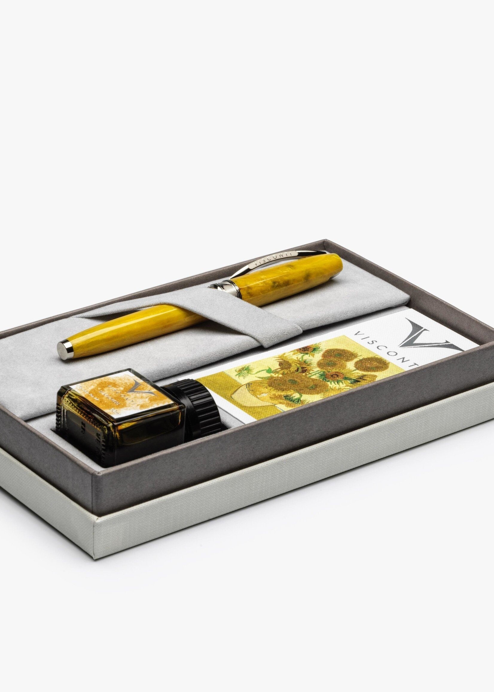 Visconti Van Gogh 'Sunflowers' A10 Vulpen Geschenkbox met bladwijzer en inktpot (30ml)