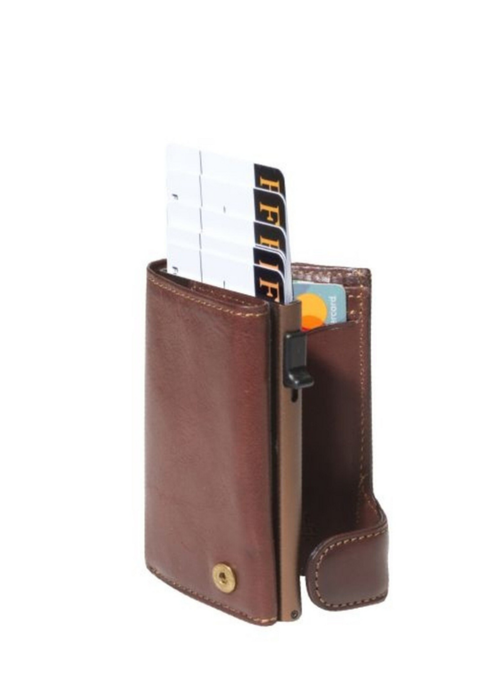 Tony Perotti Cardprotector Mini Wallet RFID met voorvak Vintage Brown