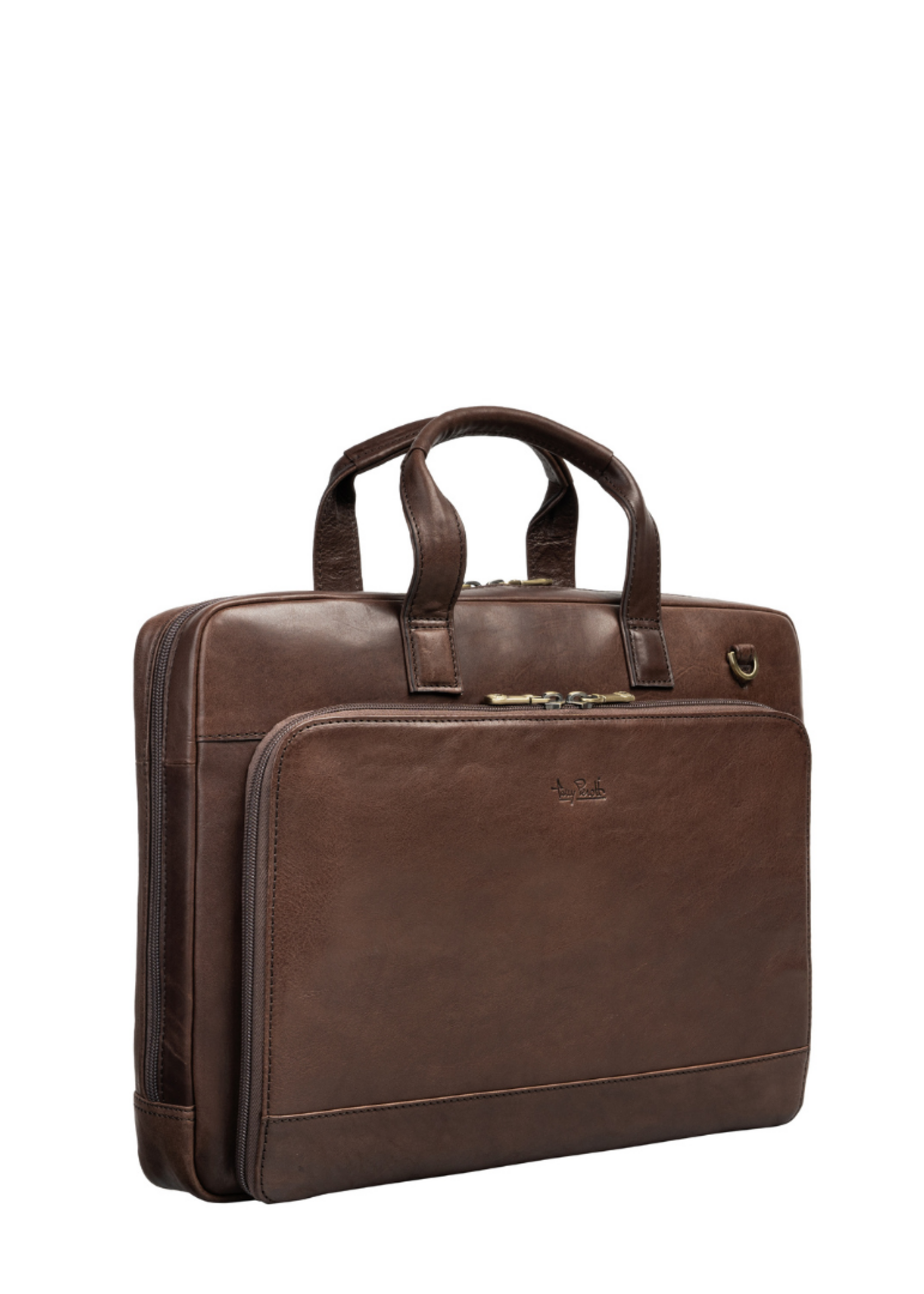 Tony Perotti Laptoptas 15" + Voorvak Dark Brown/Green
