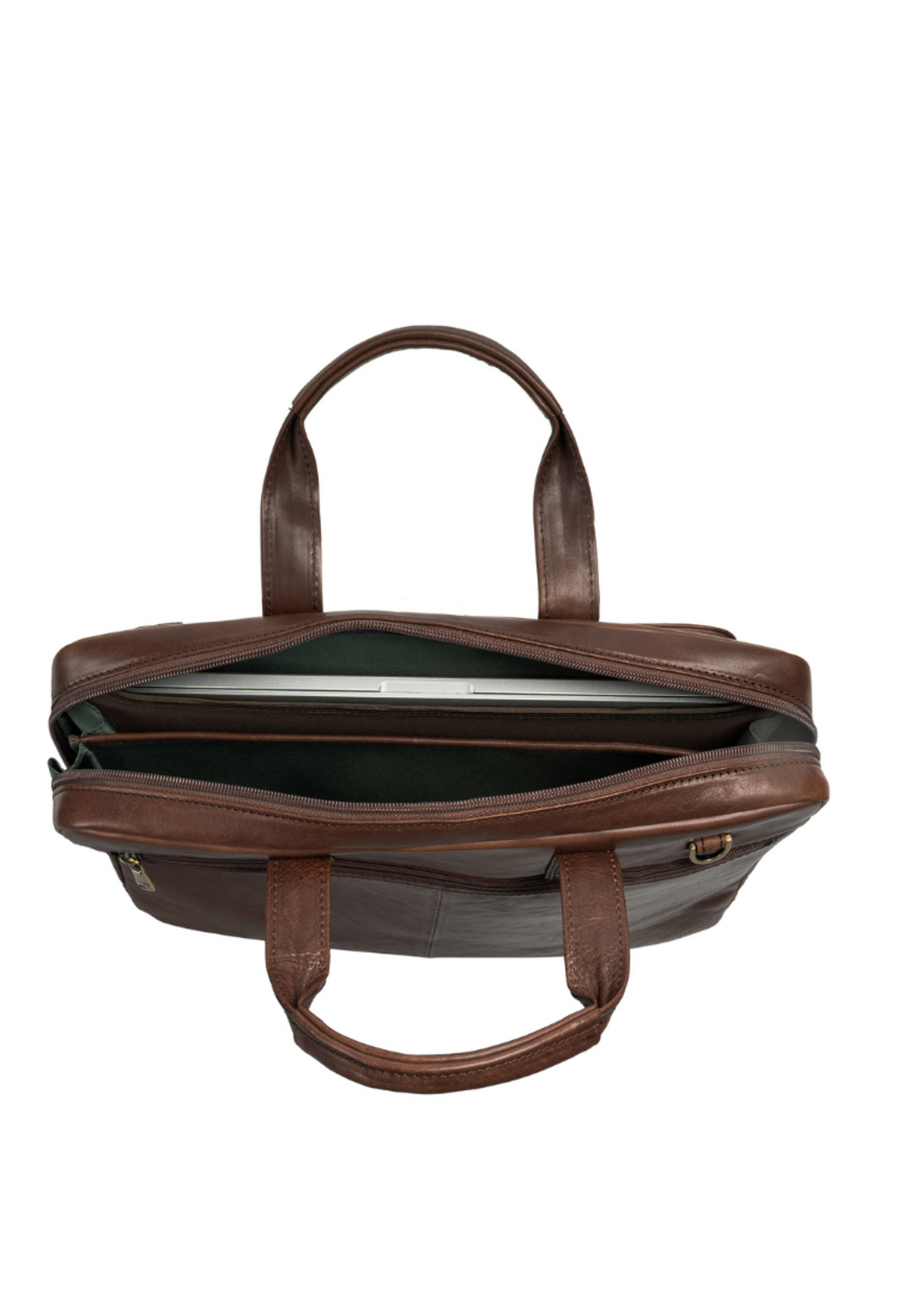 Tony Perotti Laptoptas 15" + Voorvak Dark Brown/Green