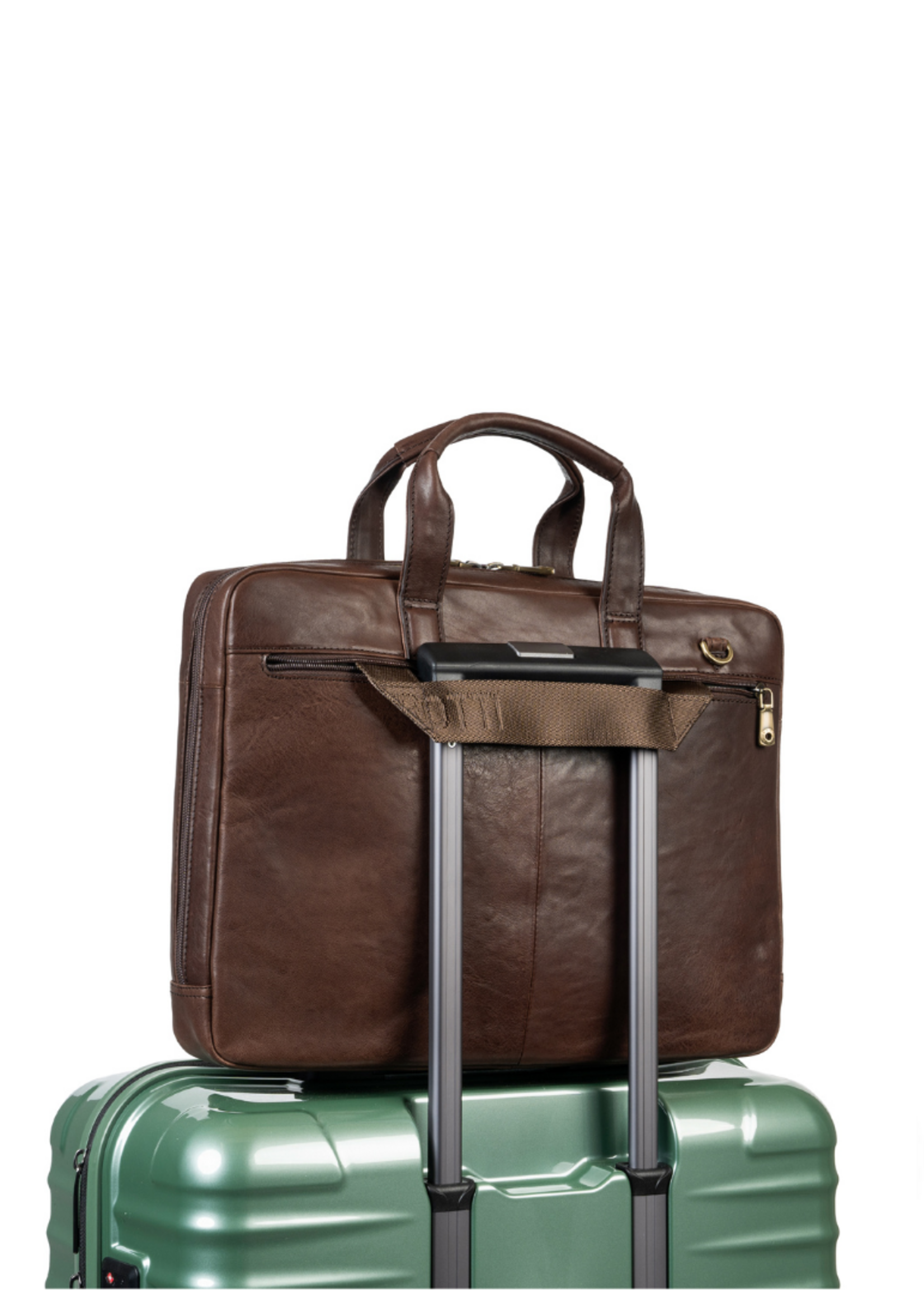 Tony Perotti Laptoptas 15" + Voorvak Dark Brown/Green