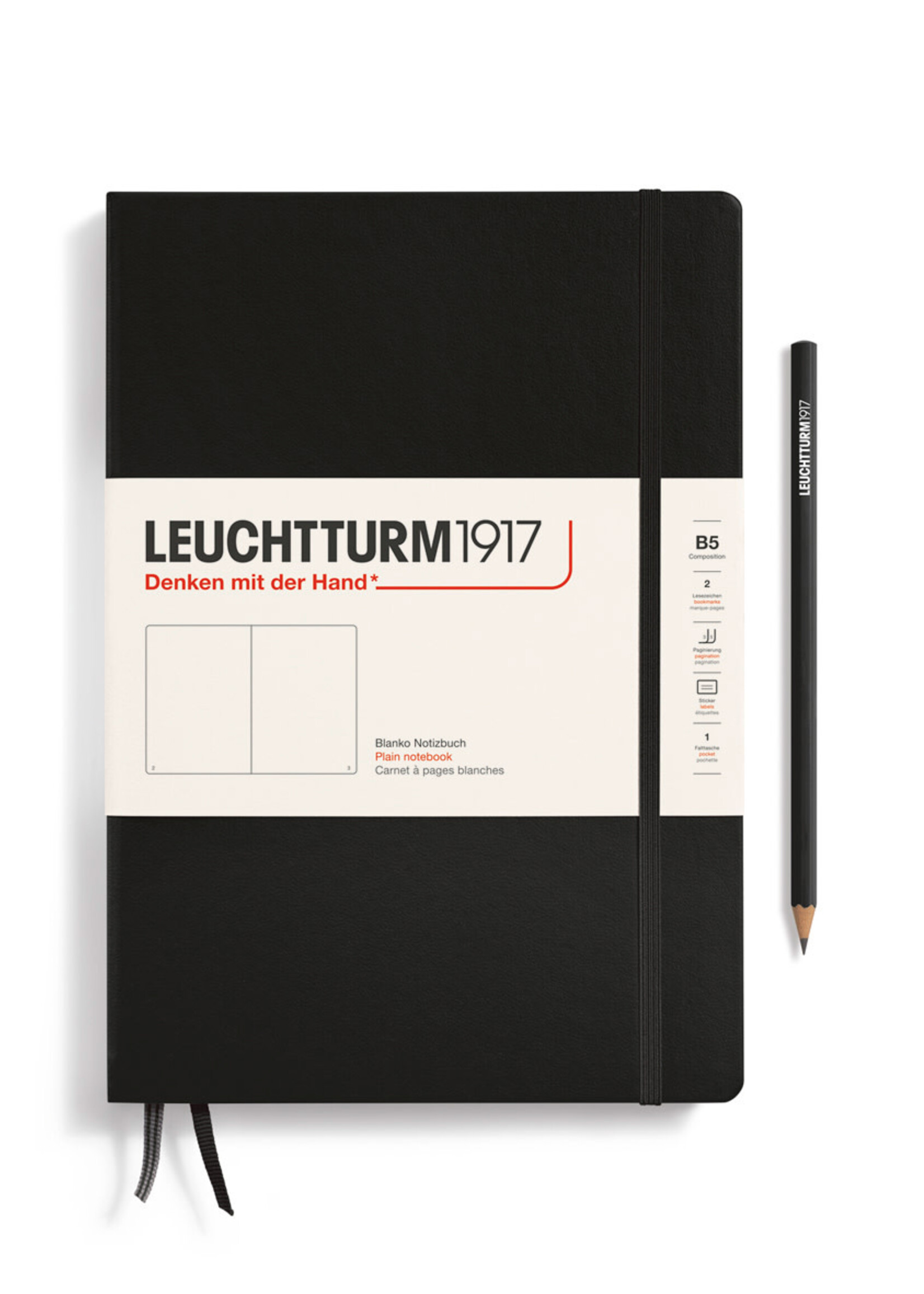 Leuchtturm1917 Notitieboek Composition B5 Hard Cover Black Blanco