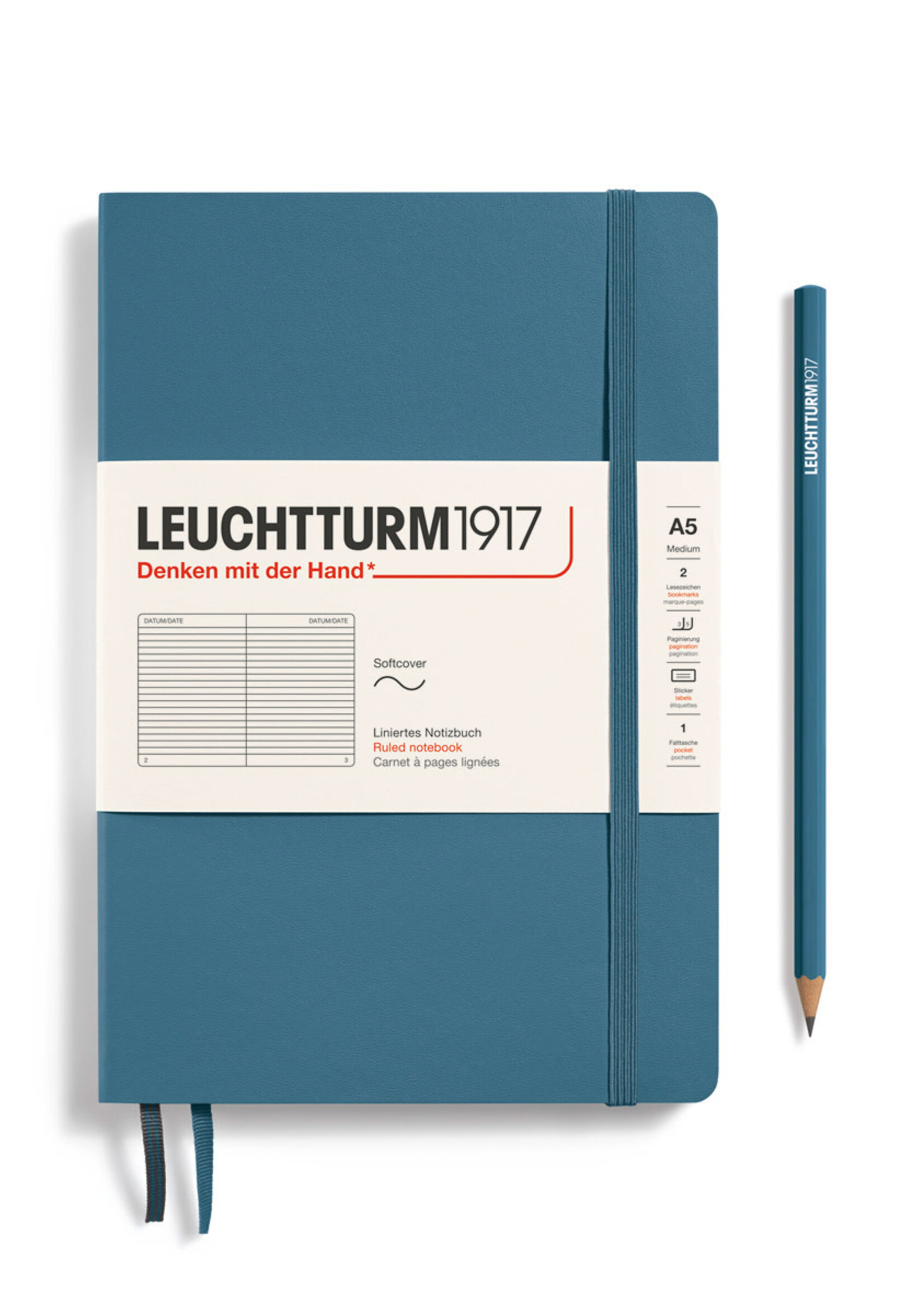 Leuchtturm1917 Notitieboek Medium A5 Soft Cover Stone Blue Gelijnd