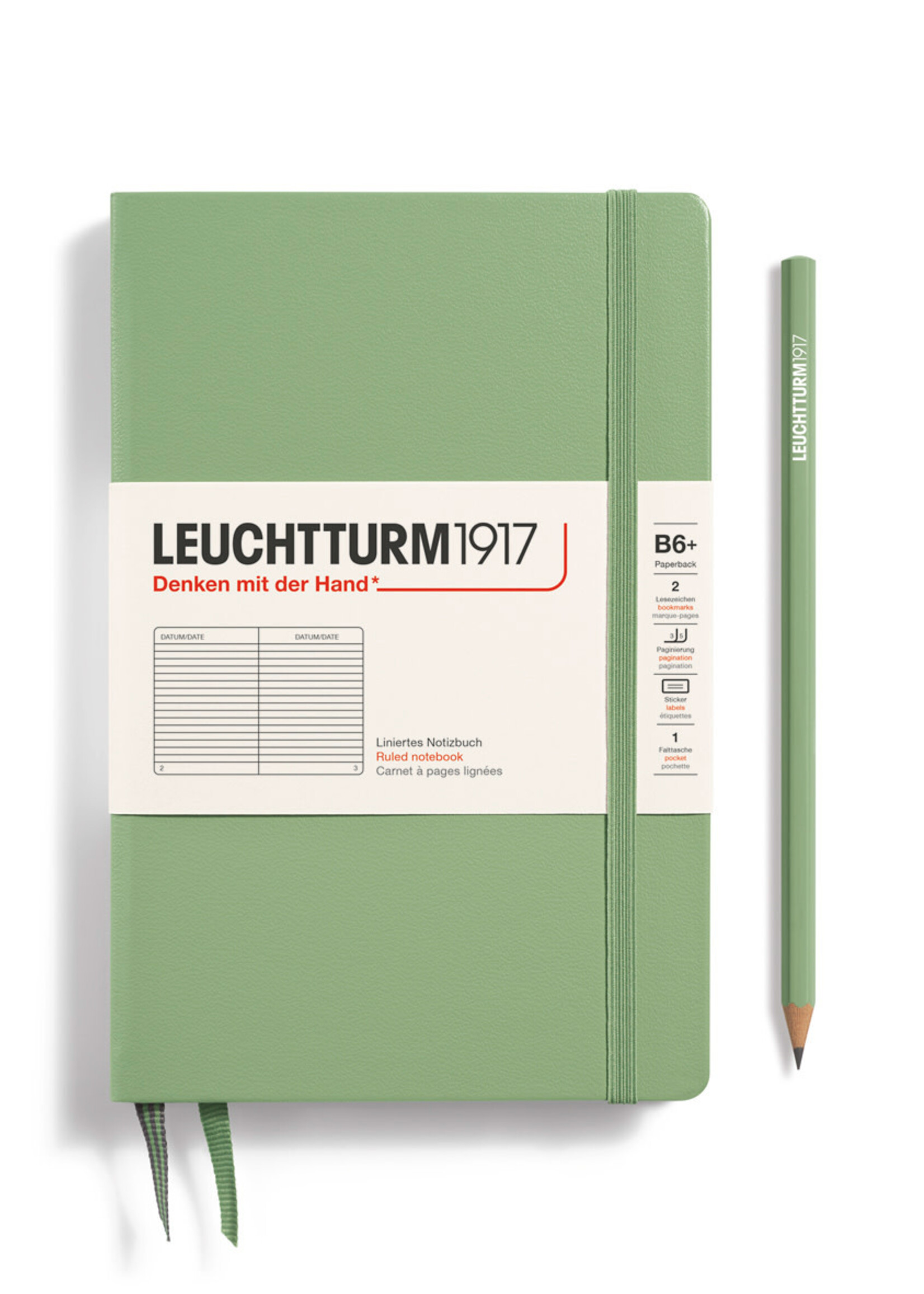 Leuchtturm1917 Notitieboek Slim B6+ Hard Cover Gelijnd Sage