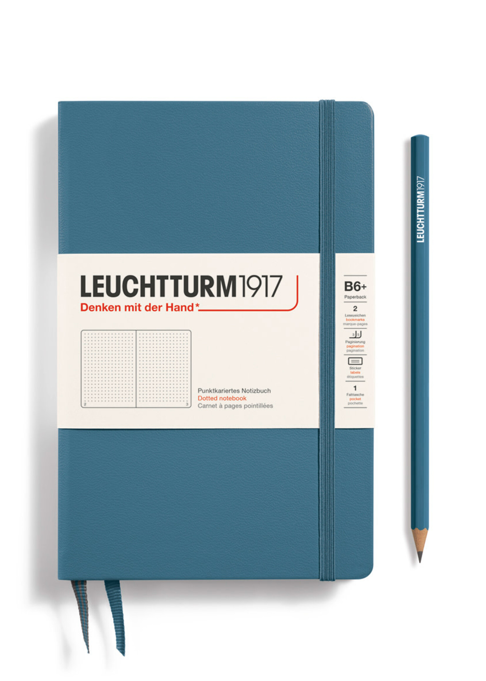 Leuchtturm1917 Notitieboek Slim B6+ Hard Cover Dotted Stone Blue