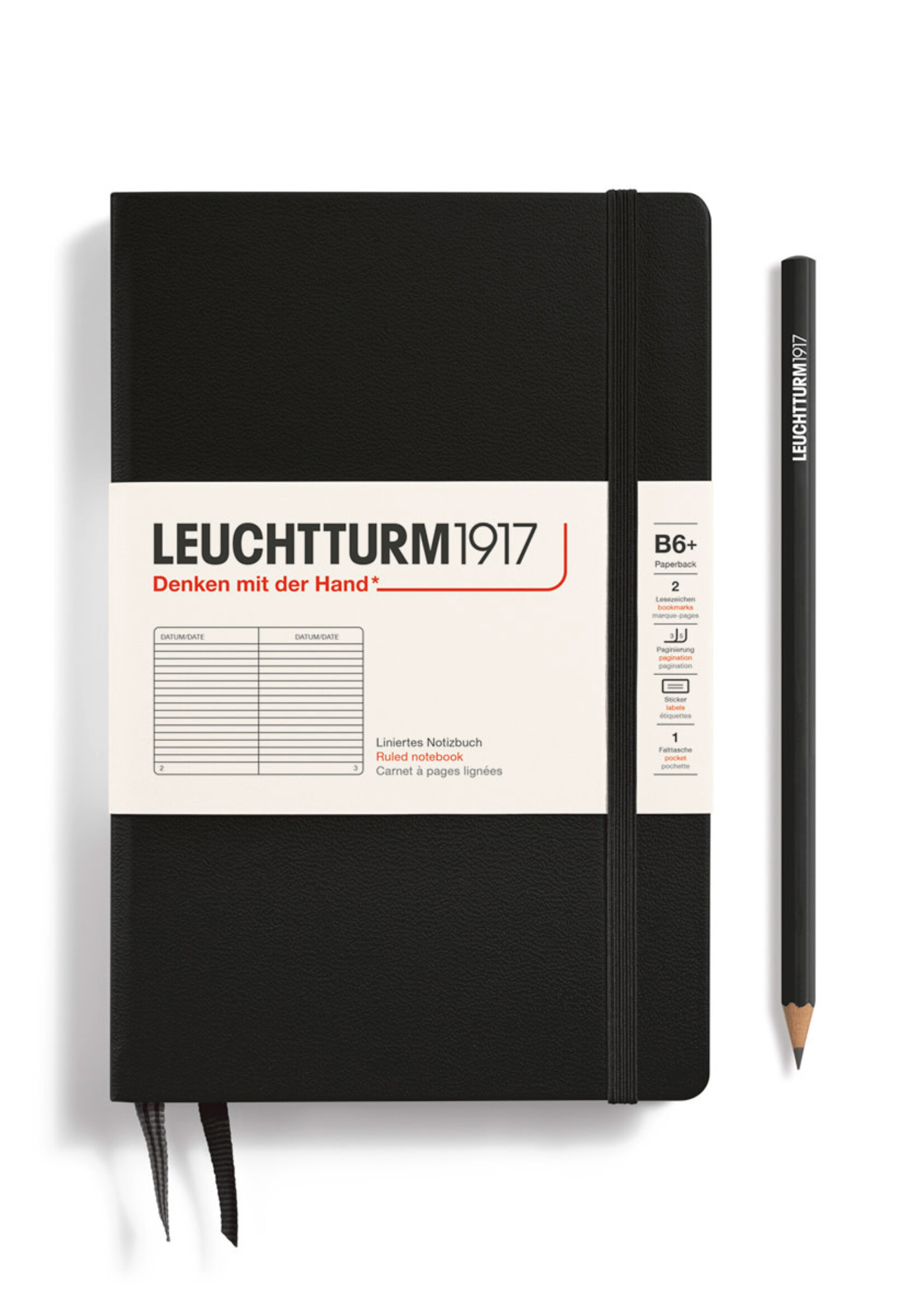 Leuchtturm1917 Notitieboek Slim B6+ Hard Cover Gelijnd Black