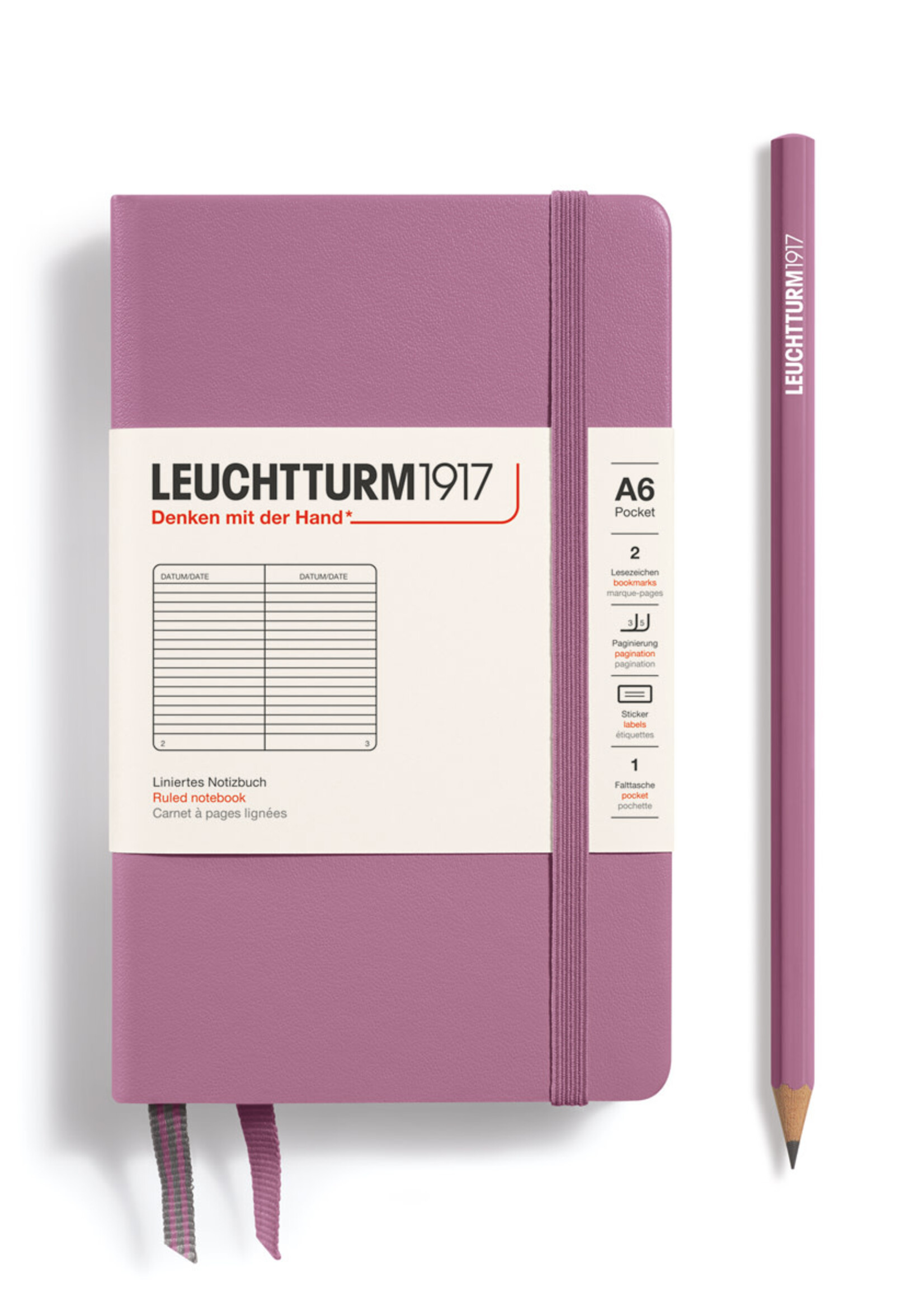 Leuchtturm1917 Notitieboek Hard Cover Pocket A6 Dusty Rose Gelijnd
