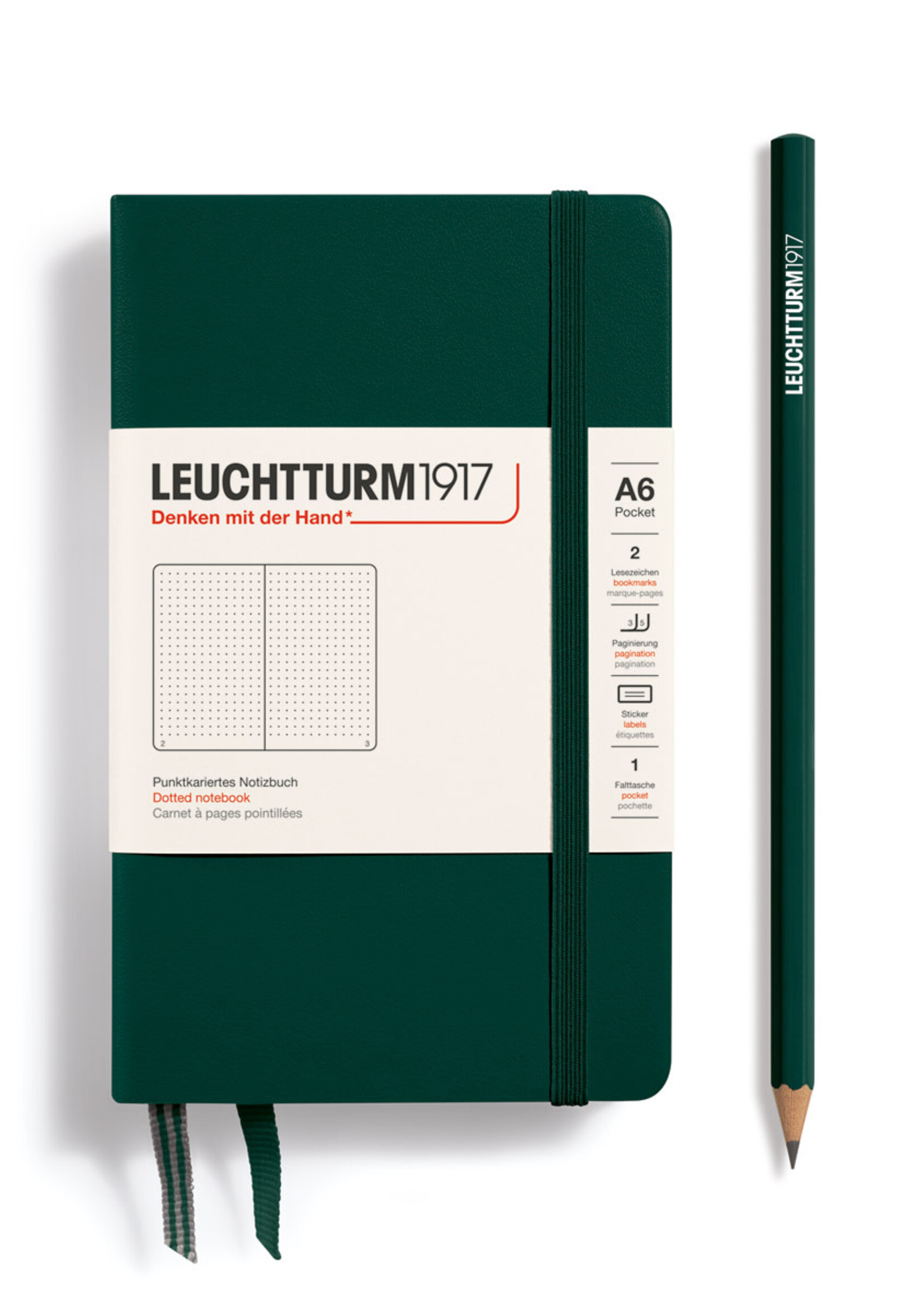 Leuchtturm1917 Notitieboek Hard Cover Pocket A6 Forest Green Dotted