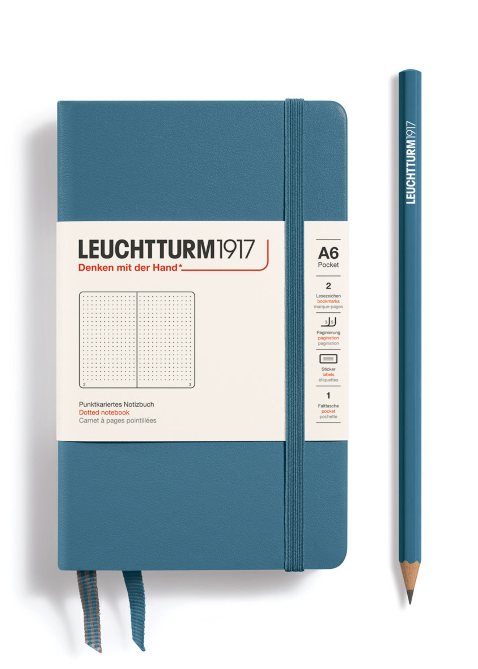 Leuchtturm1917 Notitieboek Hard Cover Pocket A6 Stone Blue Dotted