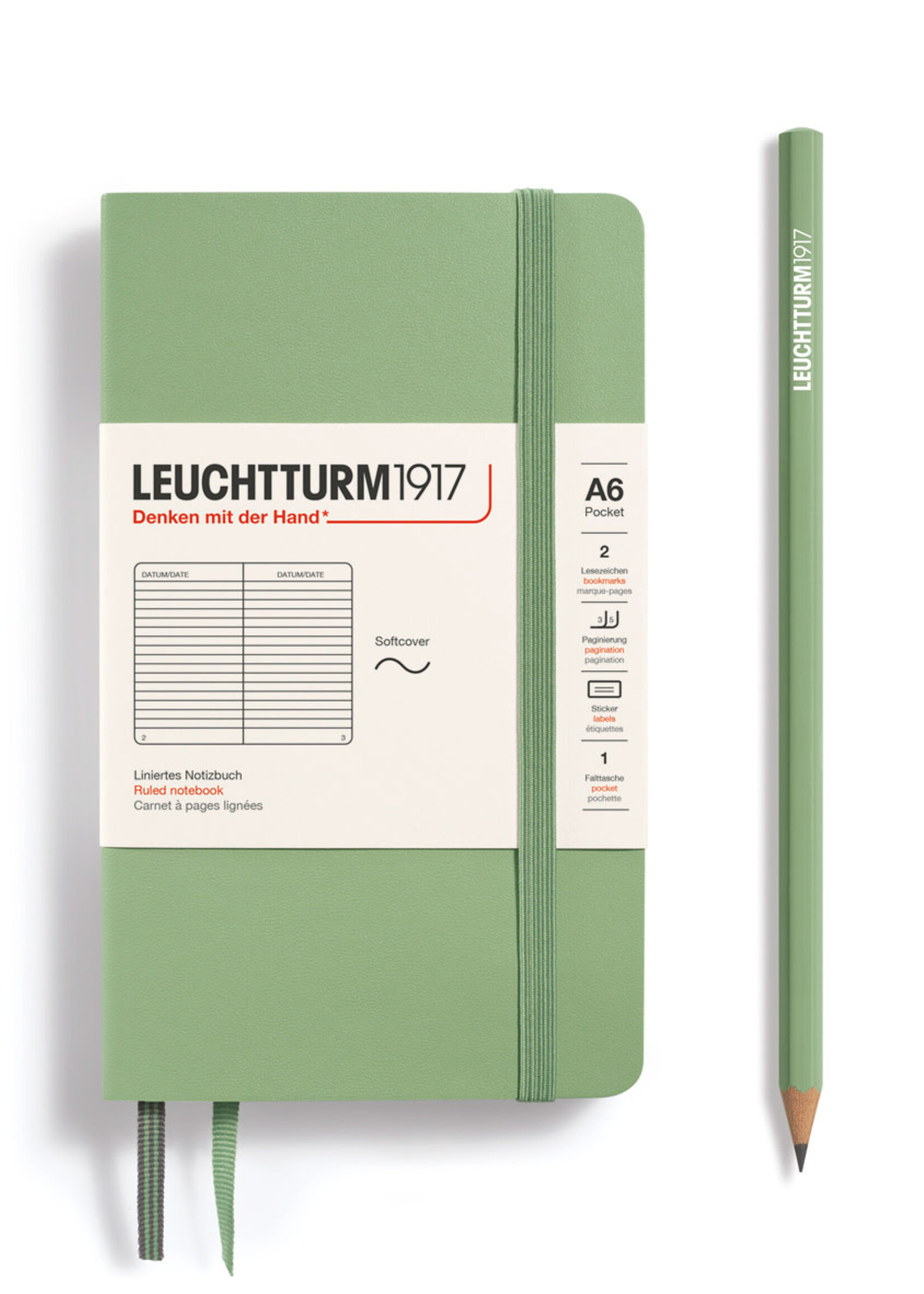 Leuchtturm1917 Notitieboek Soft Cover Pocket A6 Sage Gelijnd