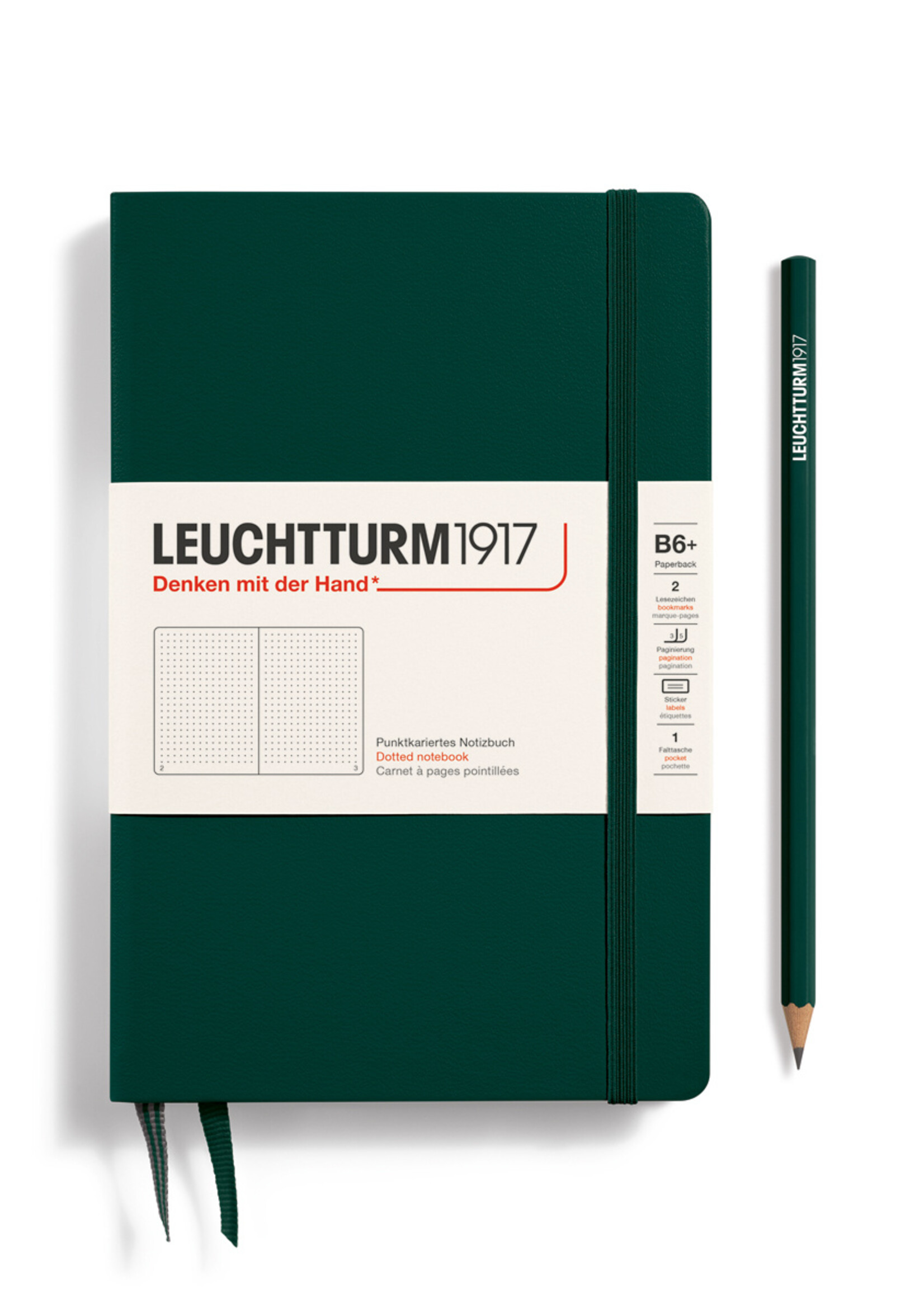 Leuchtturm1917 Notitieboek Slim B6+ Hard Cover Dotted Forest Green