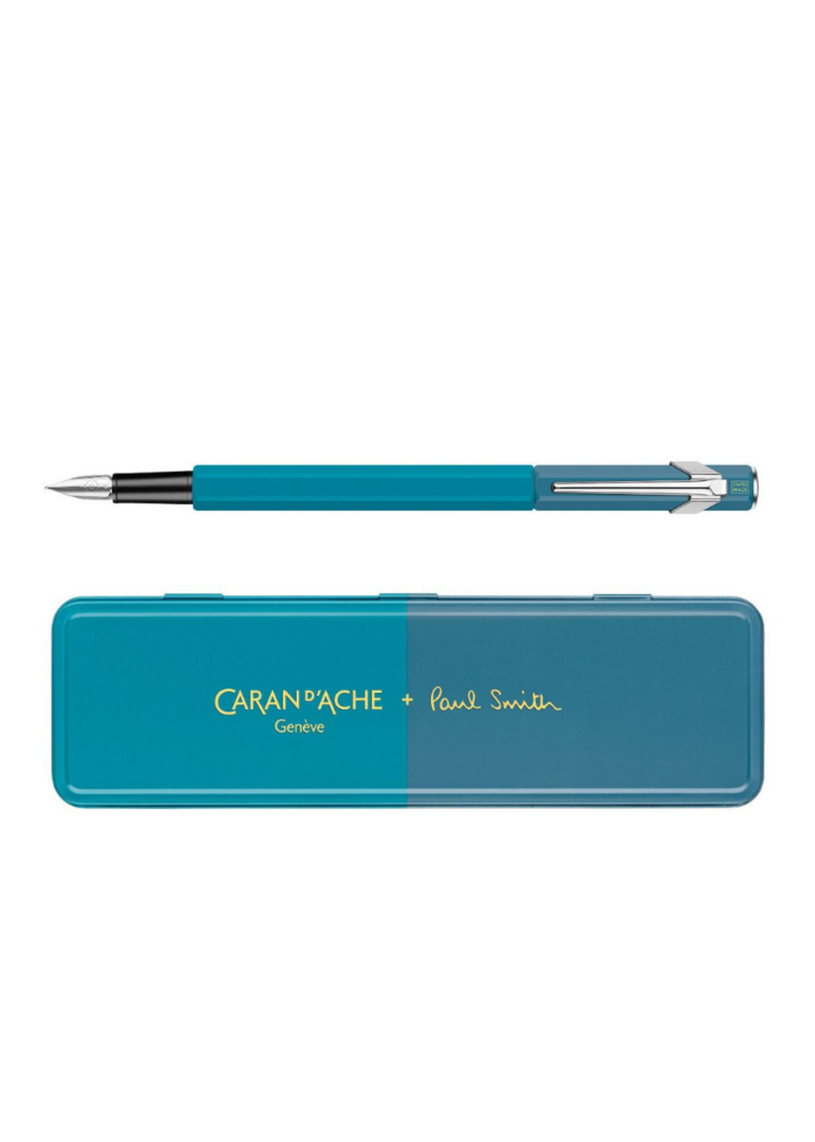 Caran d'Ache 849 + Paul Smith Limited Edition IV vulpen Fijn CYAN/STEEL