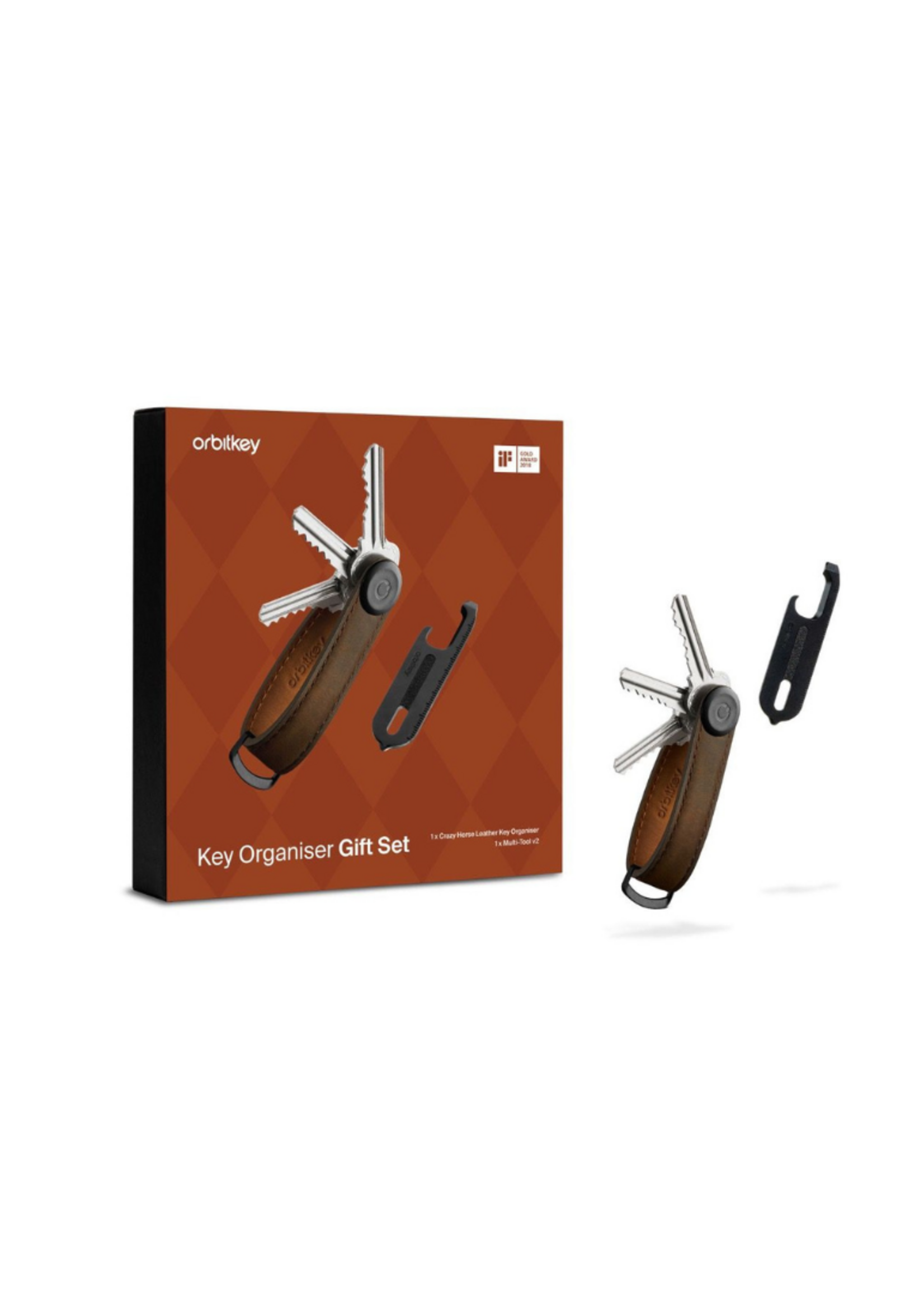 Orbitkey Gift Set Crazy Horse Oak with brown Stitching + Multi-tool  V2