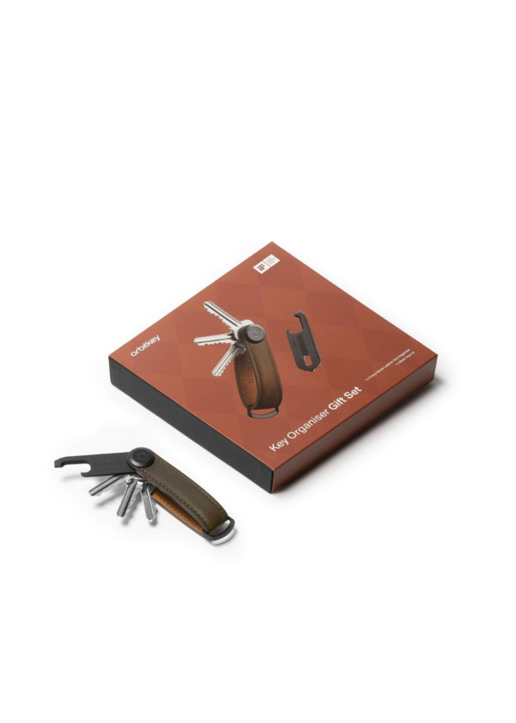 Orbitkey Gift Set Crazy Horse Oak with brown Stitching + Multi-tool  V2