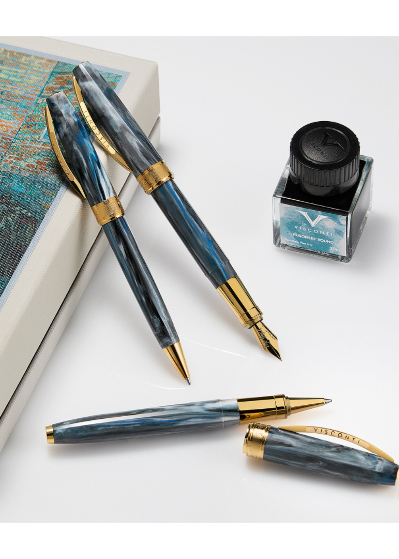 Visconti Van Gogh 'The Prisoners Round' A10 Vulpen Geschenkbox met bladwijzer en inktpot (30ml)