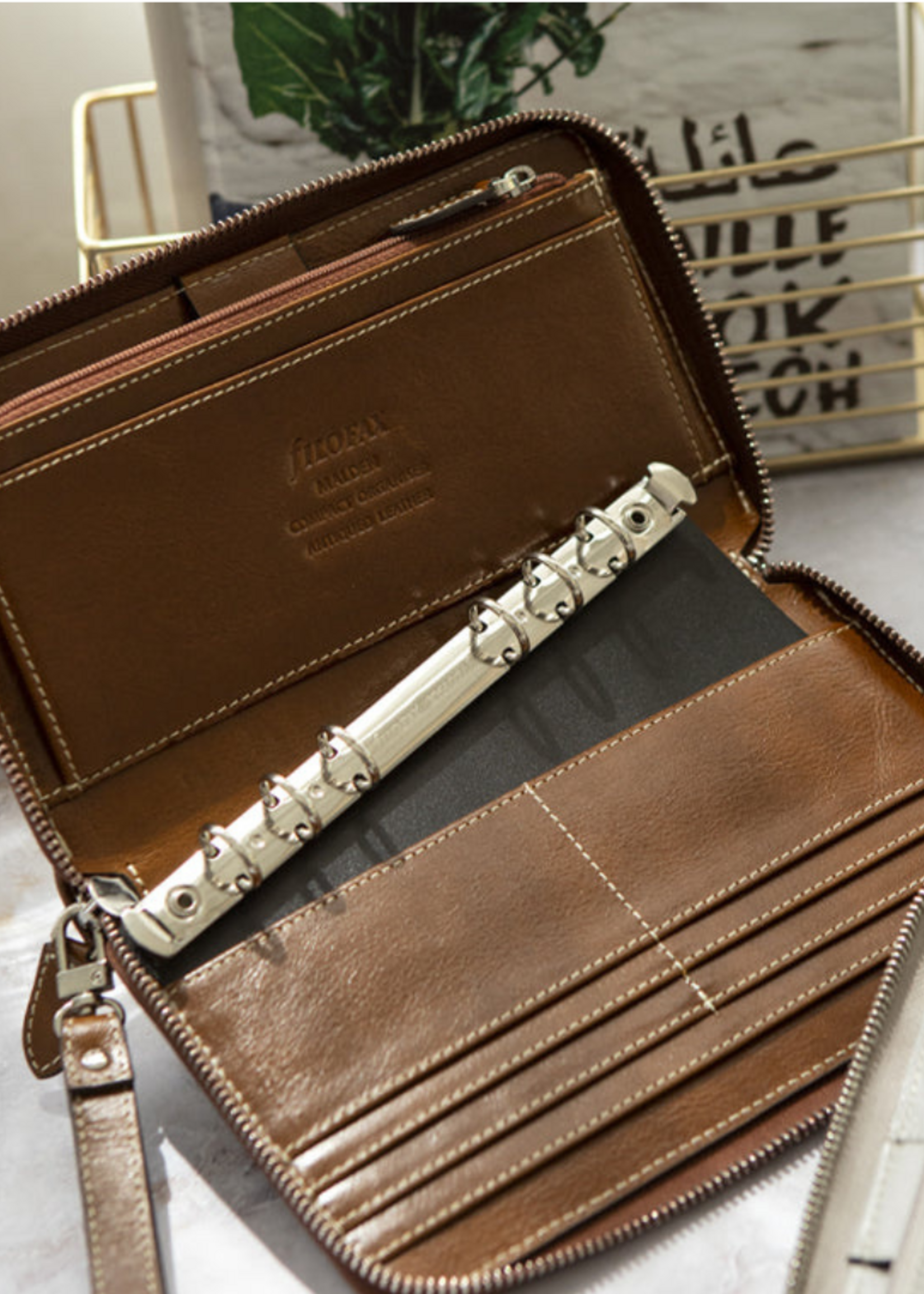 Filofax Organiser Personal Compact Zip Malden Ochre