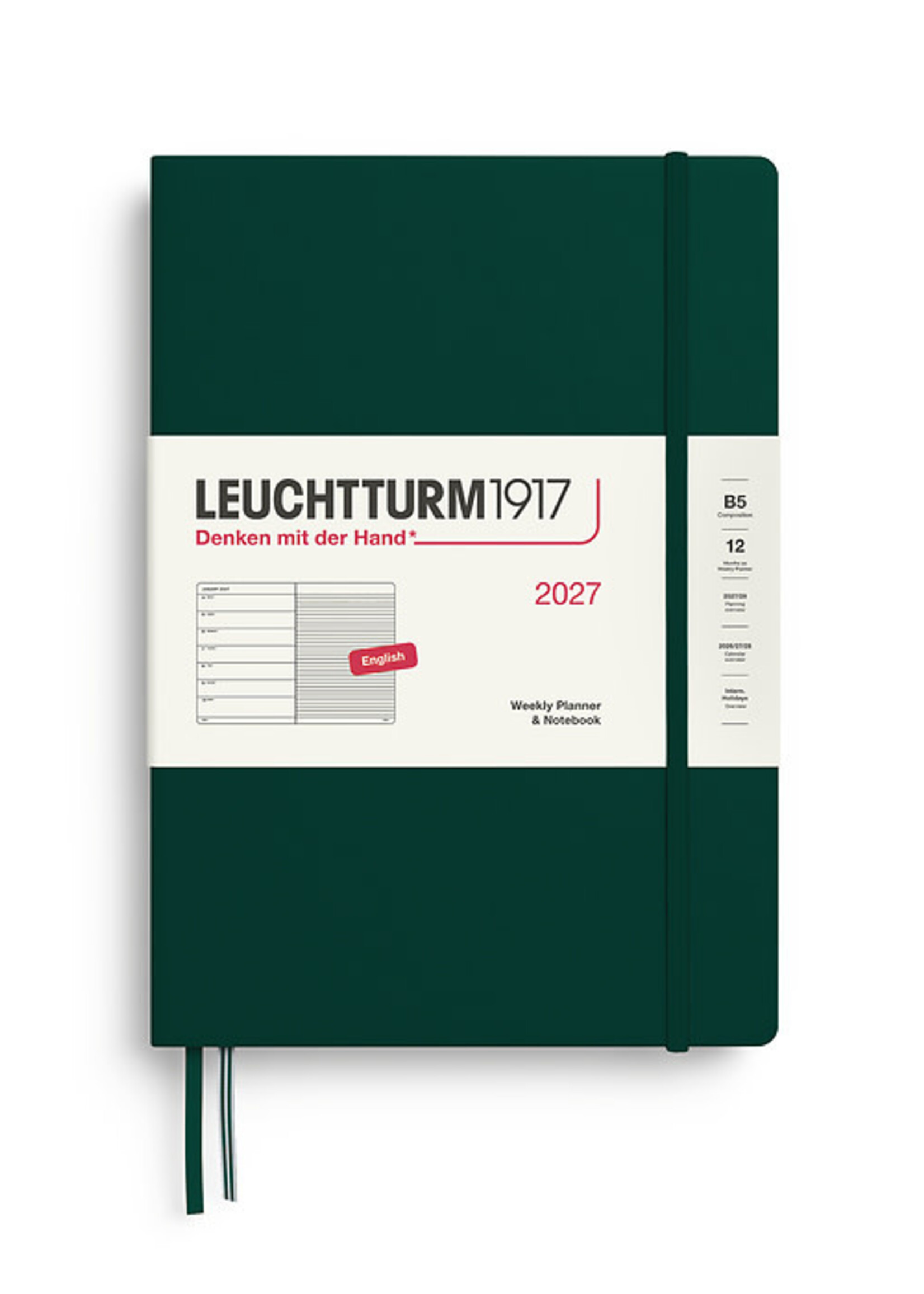 Leuchtturm1917 Agenda 2027 Composition B5 Hard  Cover Weekly/Note Forest Green