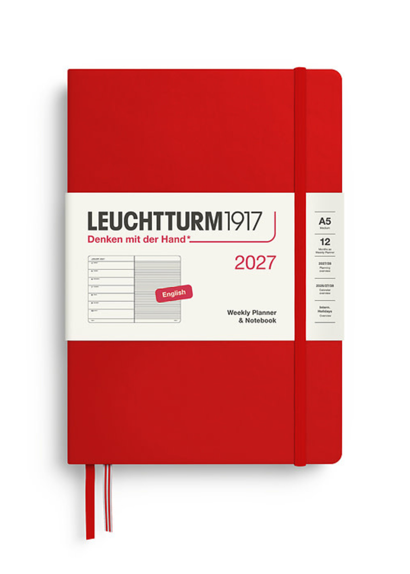 Leuchtturm1917 Agenda 2027 Medium Hard  Cover Weekly/Note Cherry