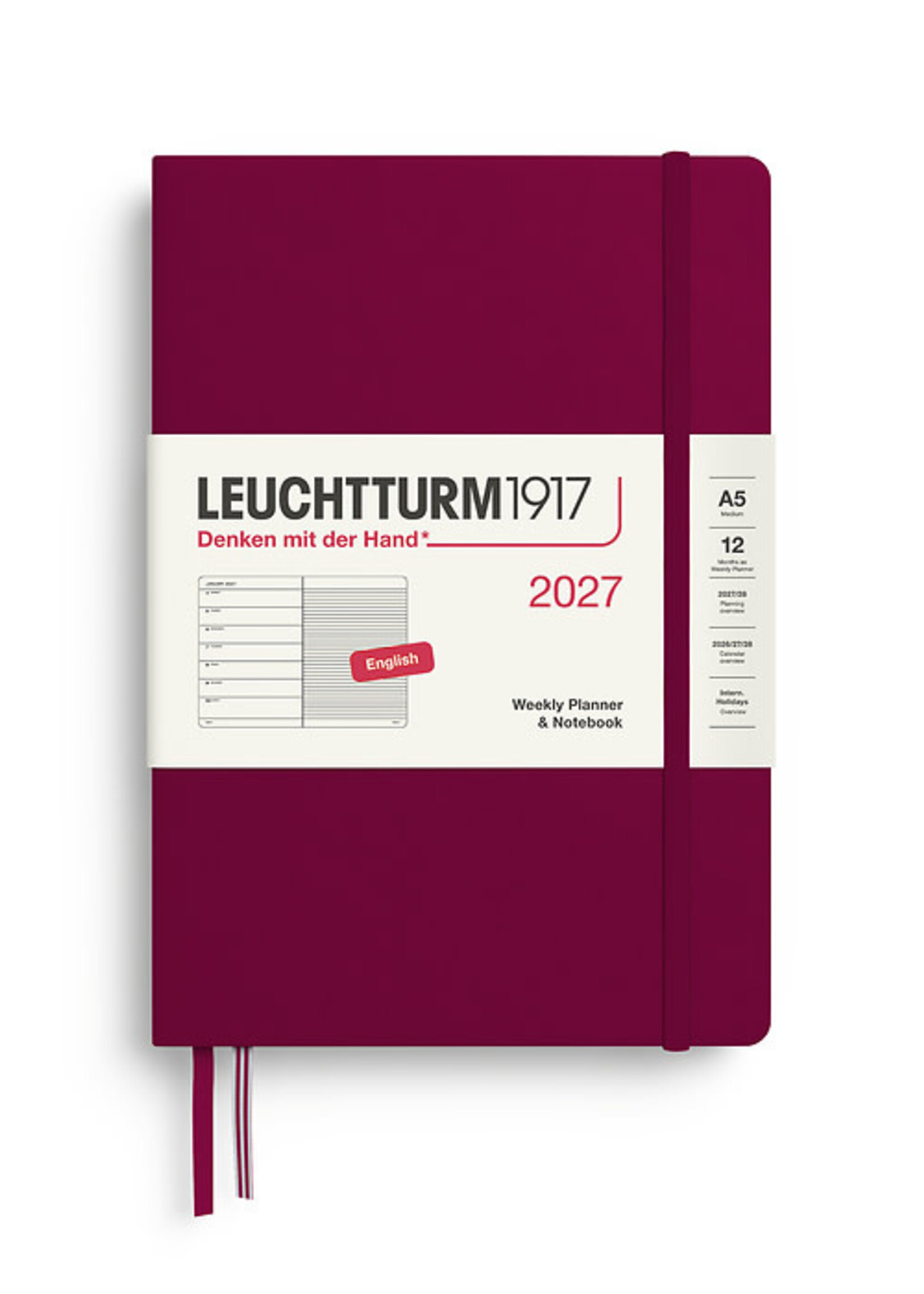 Leuchtturm1917 Agenda 2027 Medium Hard Cover Weekly/Note Port Red