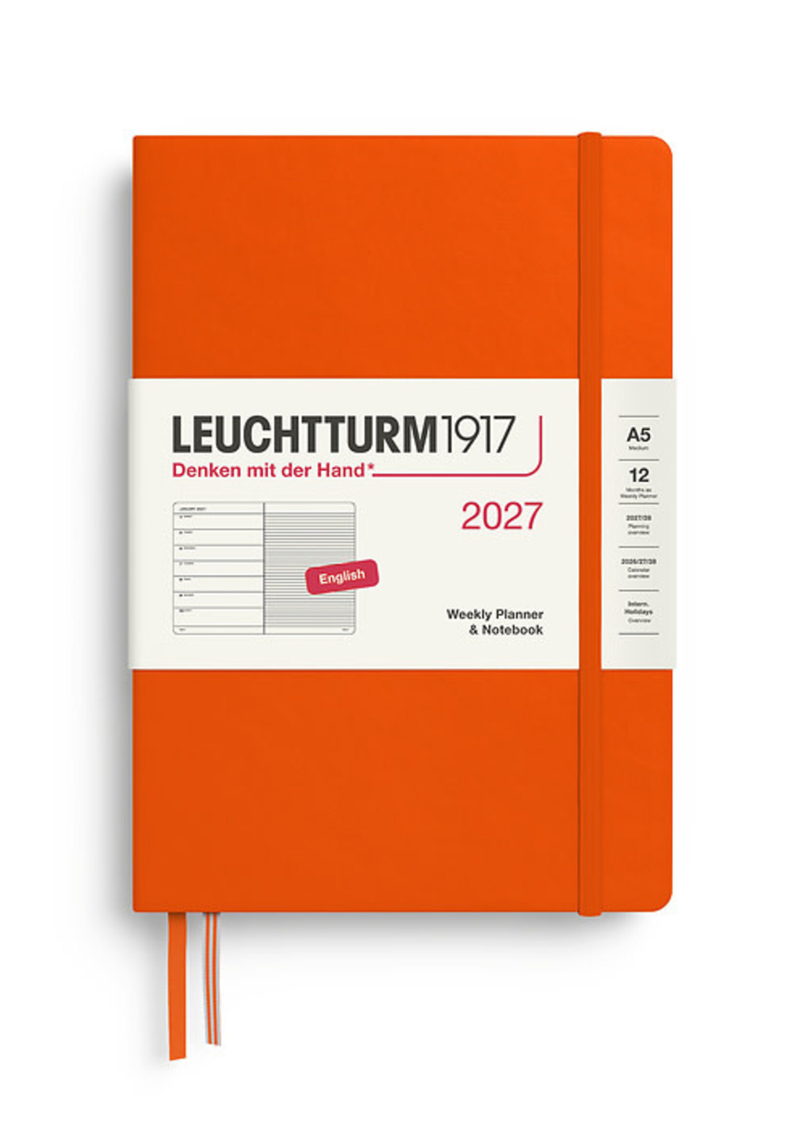 Leuchtturm1917 Agenda 2027 Medium Hard Cover Weekly/Note Pumpkin