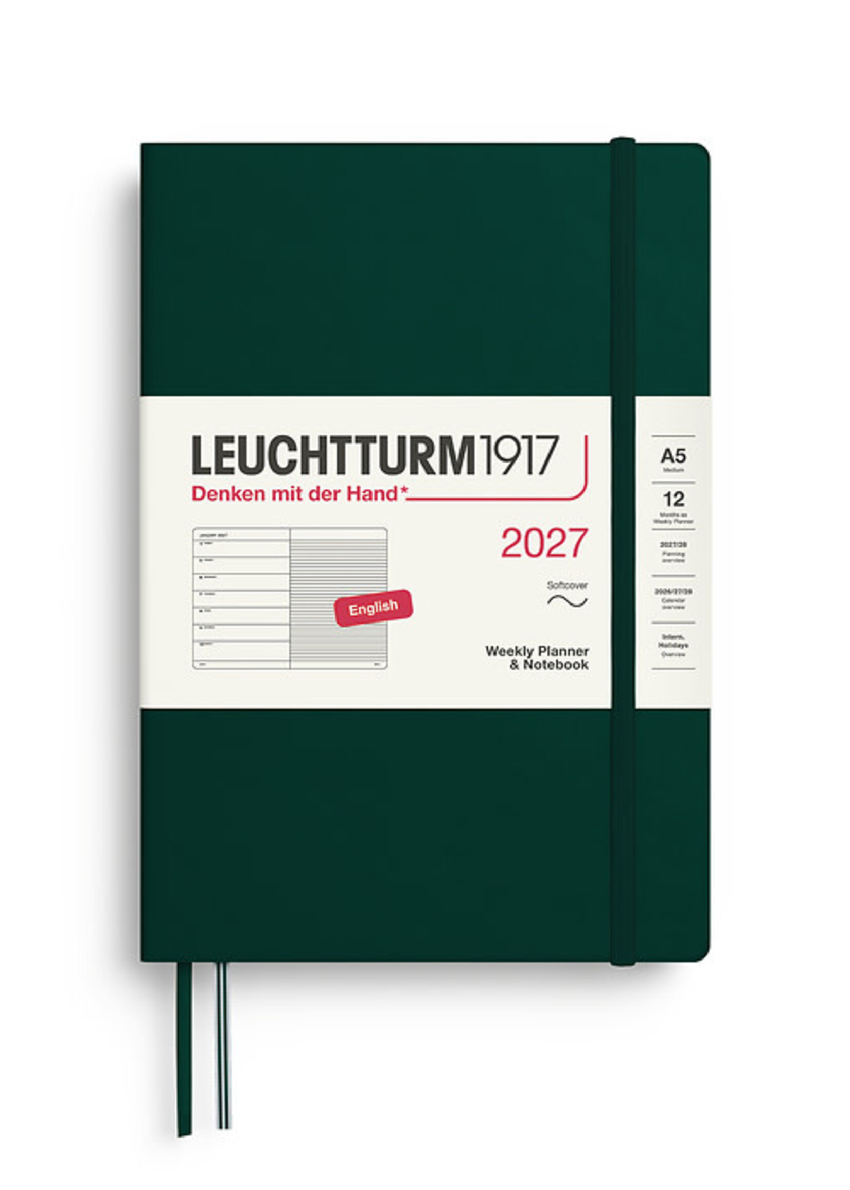 Leuchtturm1917 Agenda 2027 Medium Soft Cover Weekly/Note Forest Green