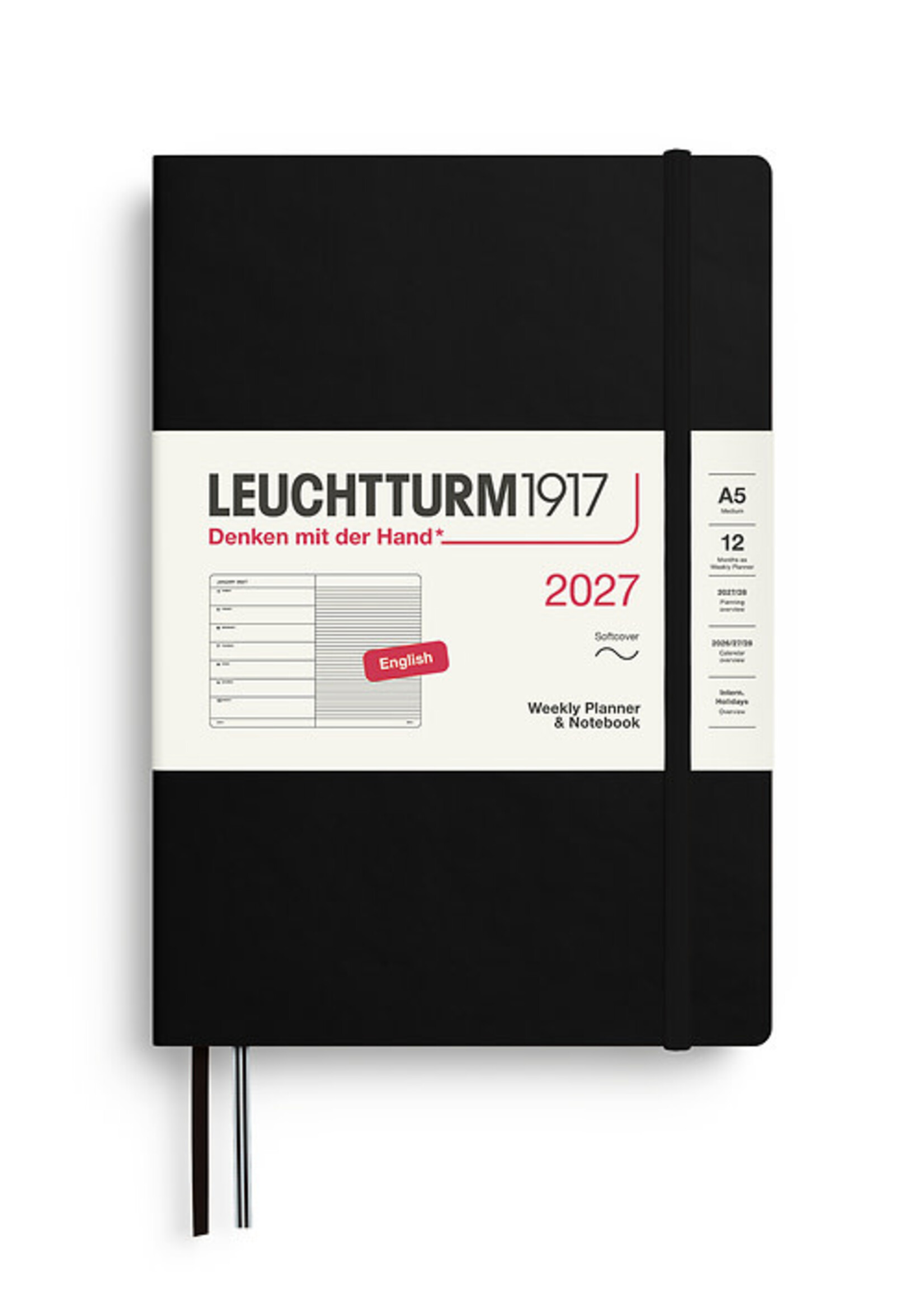 Leuchtturm1917 Agenda 2027 Medium Soft Cover Weekly/Note Black