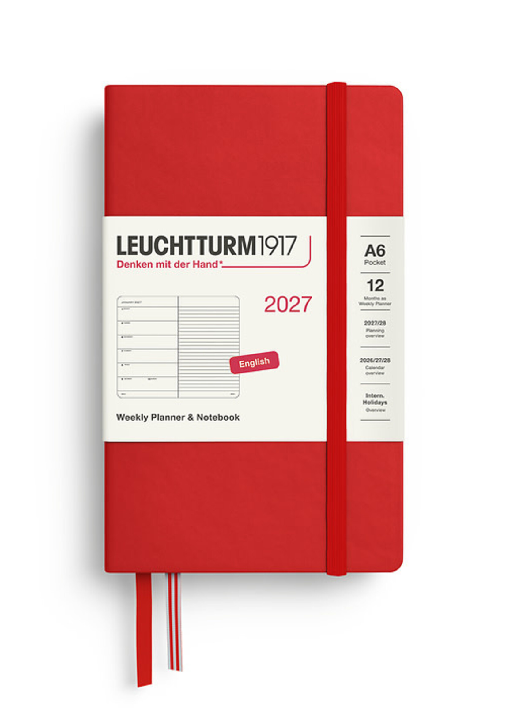 Leuchtturm1917 Agenda 2027 Pocket Soft Cover Weekly/Note Cherry