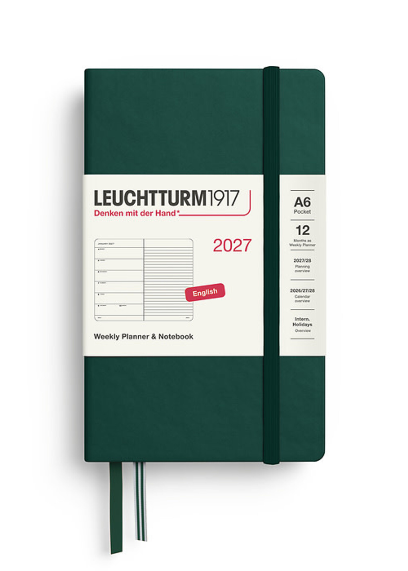 Leuchtturm1917 Agenda 2027 Pocket Soft Cover Weekly/Note Forest Green