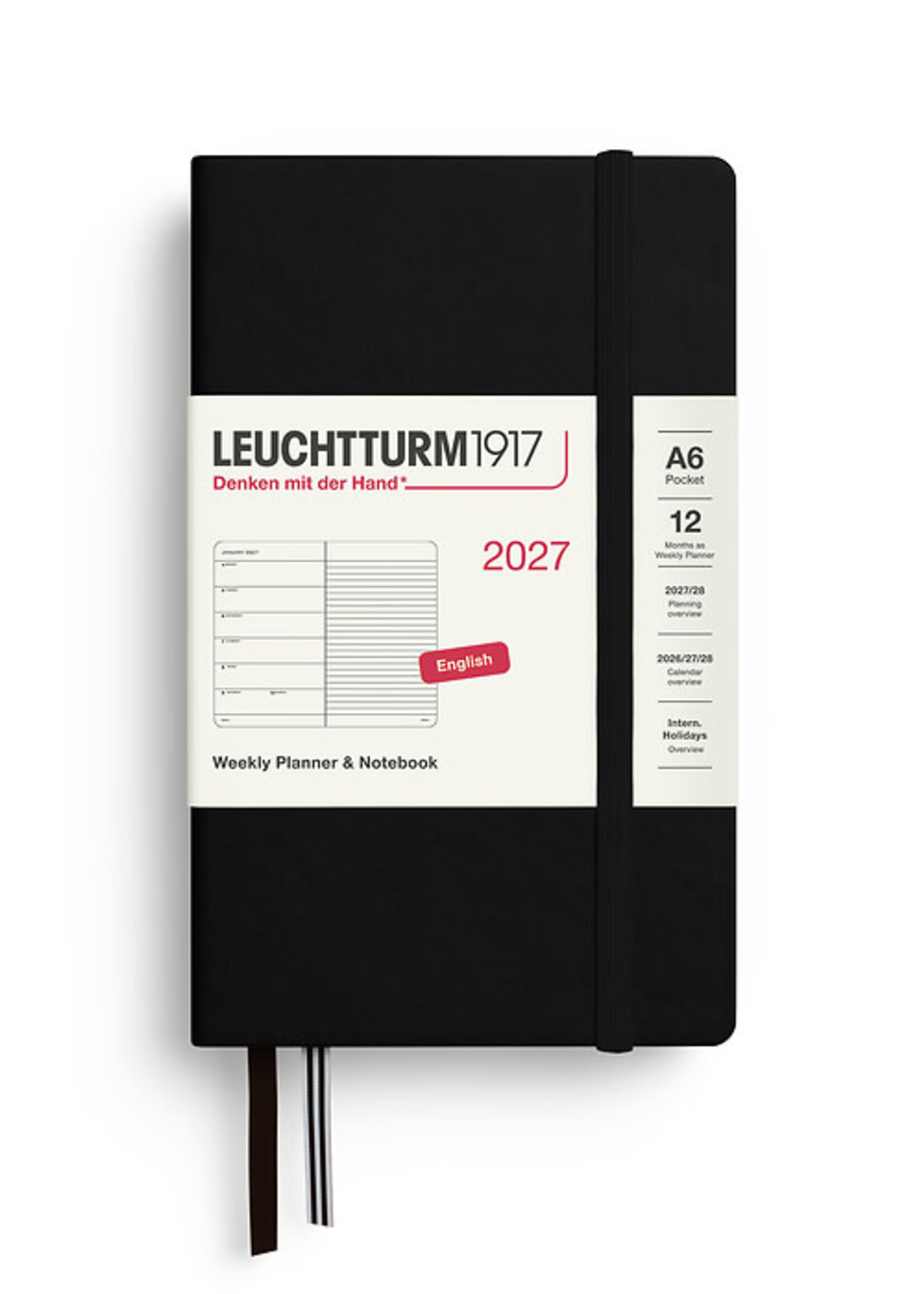 Leuchtturm1917 Agenda 2027 Pocket Soft Cover Weekly/Note Black