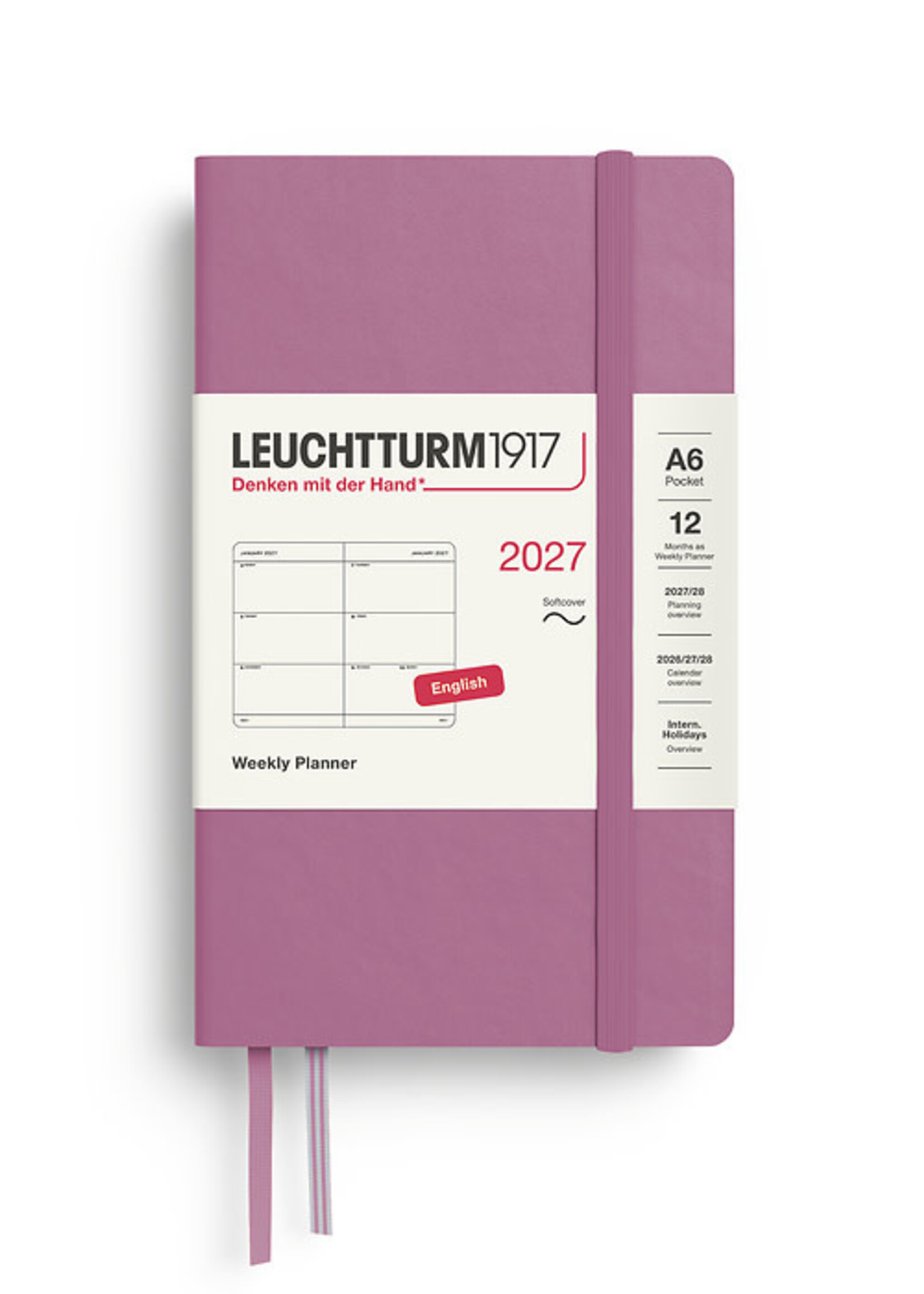 Leuchtturm1917 Agenda 2027 Pocket Soft Cover Week Hor. Dusty Rose