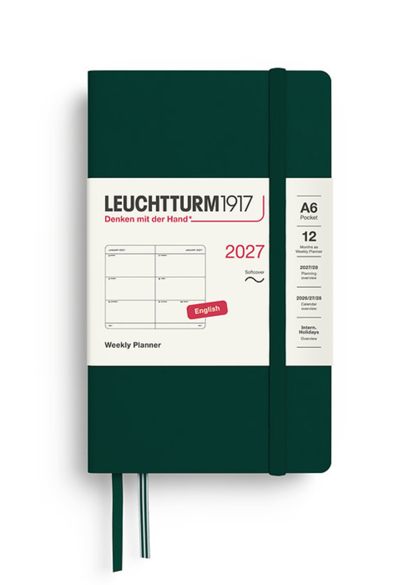 Leuchtturm1917 Agenda 2027 Pocket Soft Cover Week Hor. Forest Green