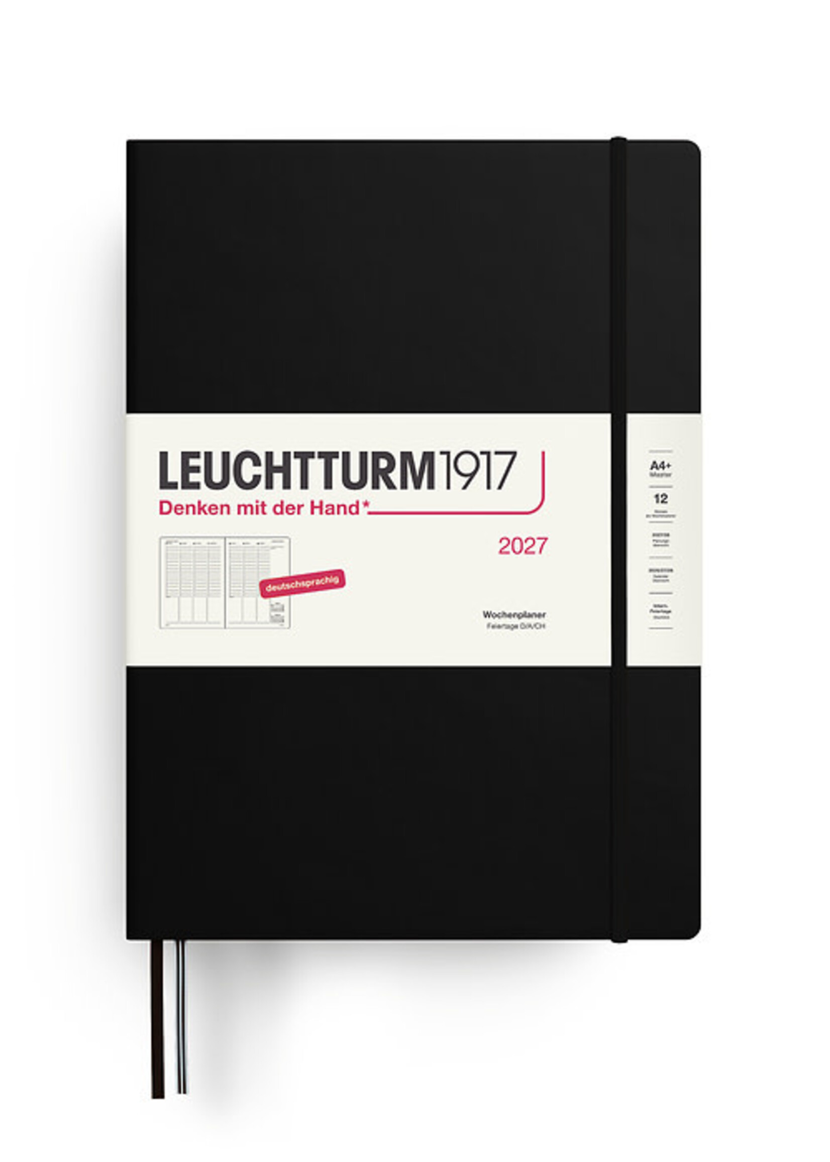 Leuchtturm1917 Agenda 2027 Master Hard Cover Week Hor. Black